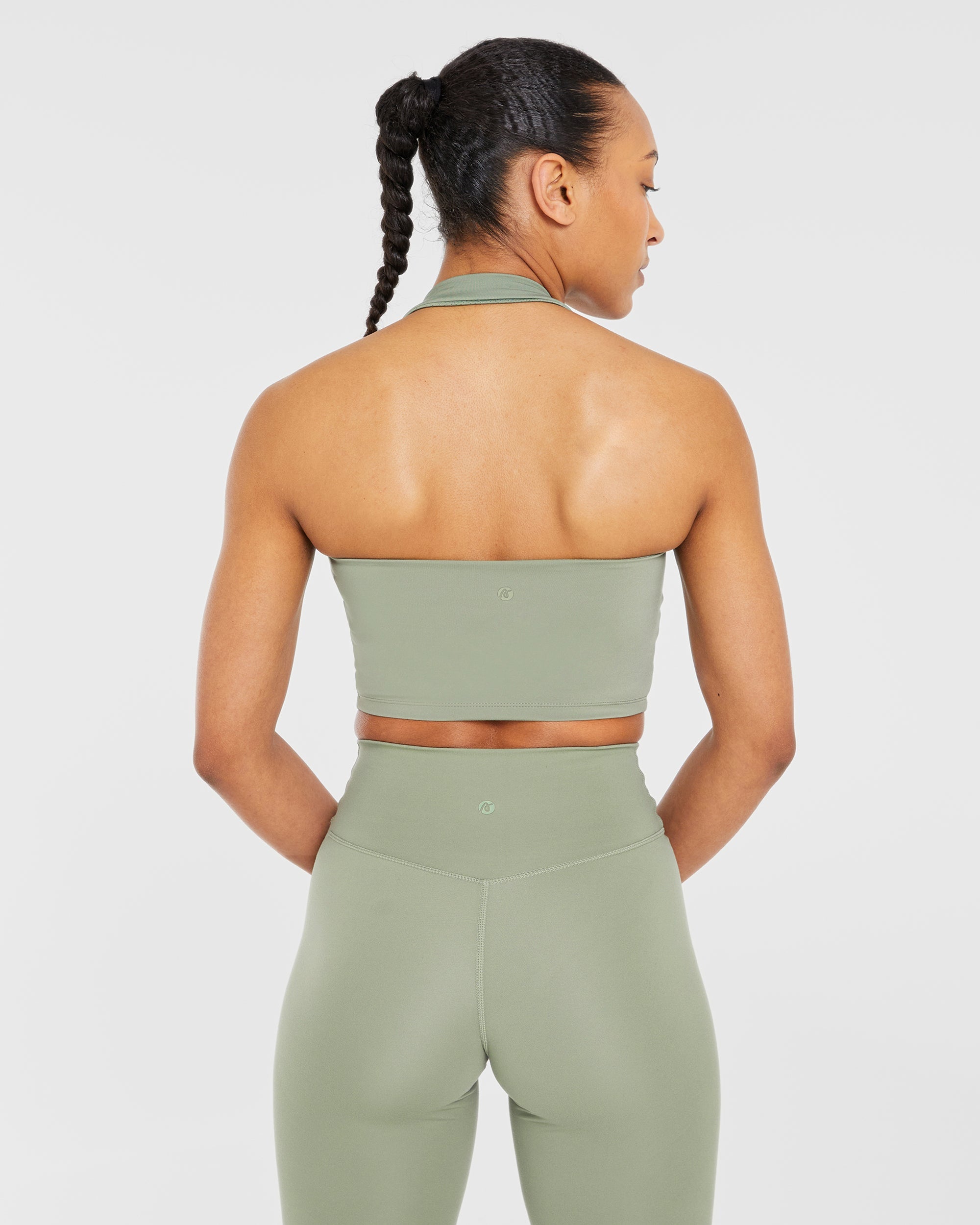 Staple Halterneck Crop Top - Olive Groen