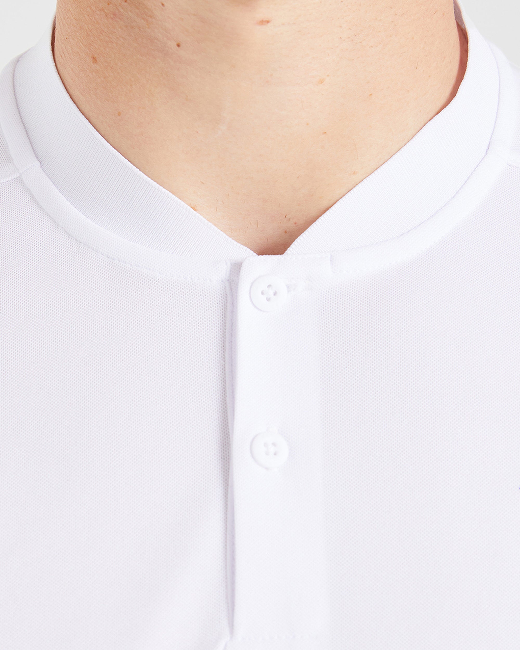 Performance Collarless Polo Shirt - Wit