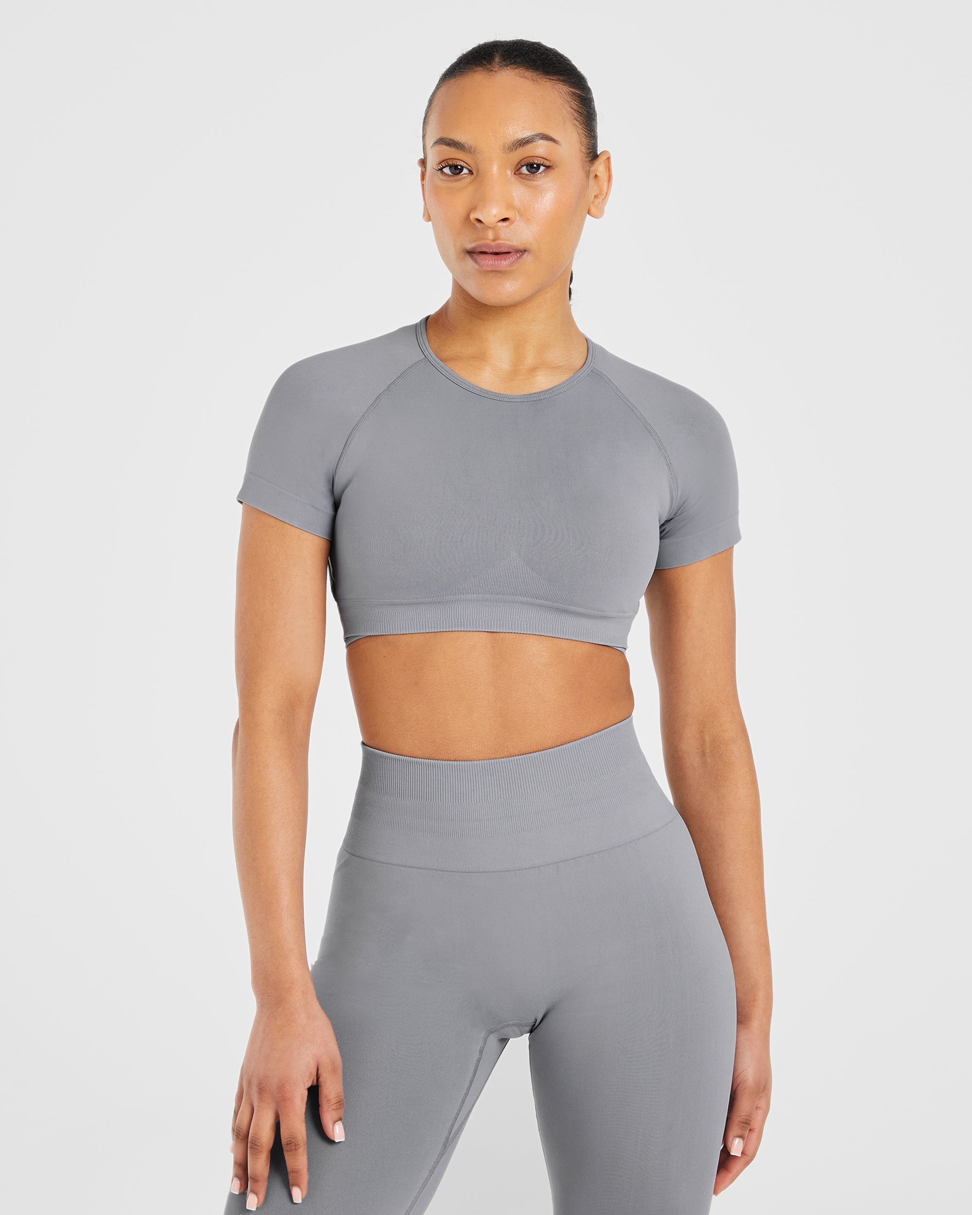 Power Seamless Crop Top - Grijs