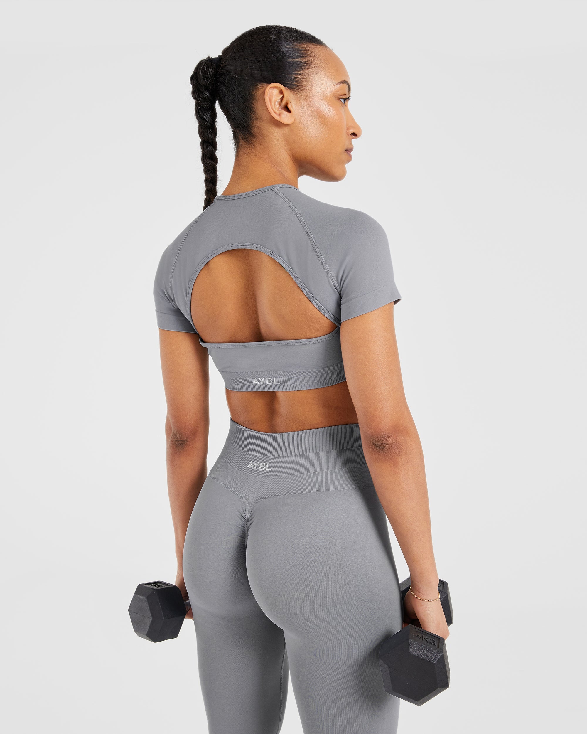 Power Seamless Crop Top - Grijs