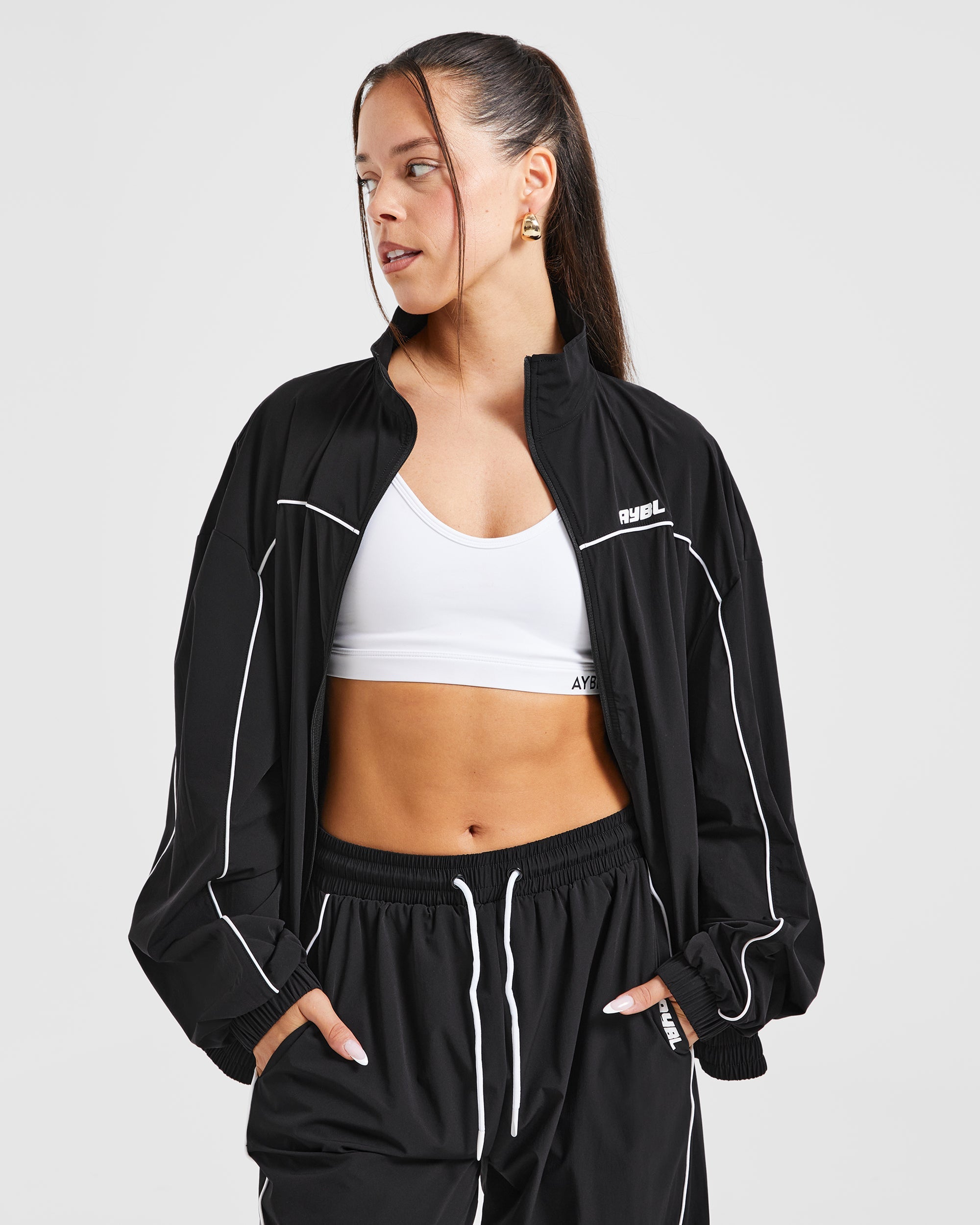 Justine Oversized Track Jacket - Zwart