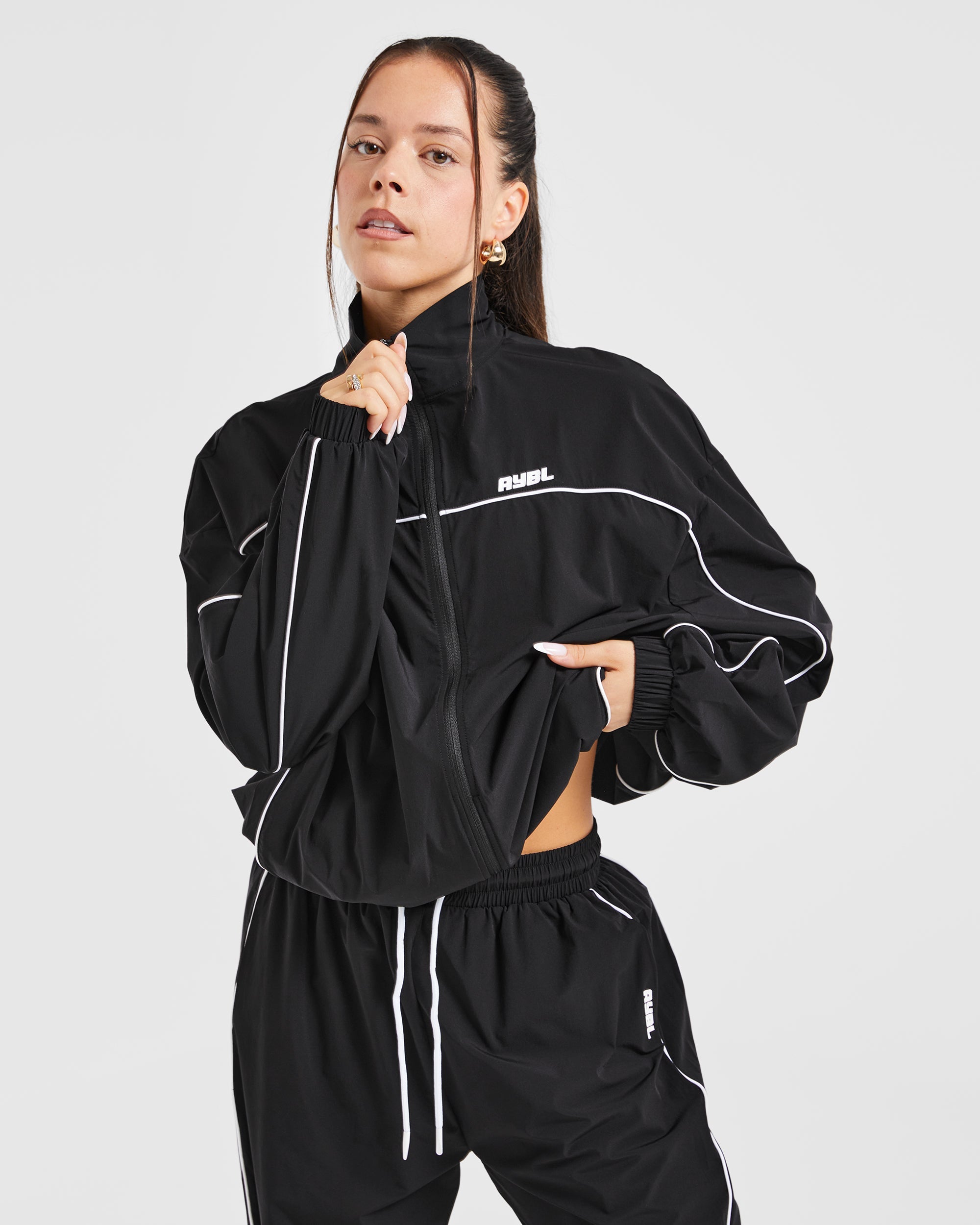 Justine Oversized Track Jacket - Zwart