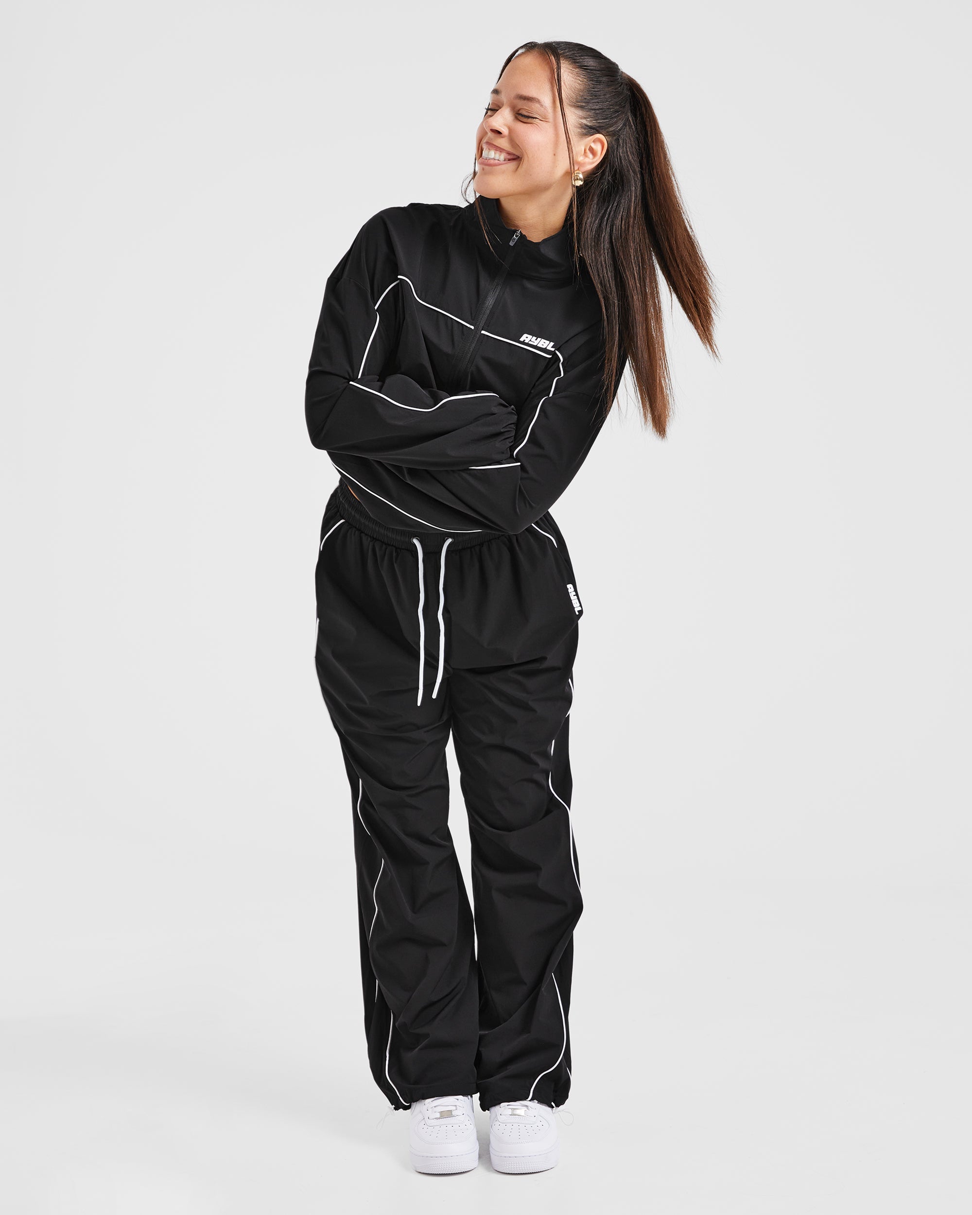 Justine Oversized Track Joggers - Zwart