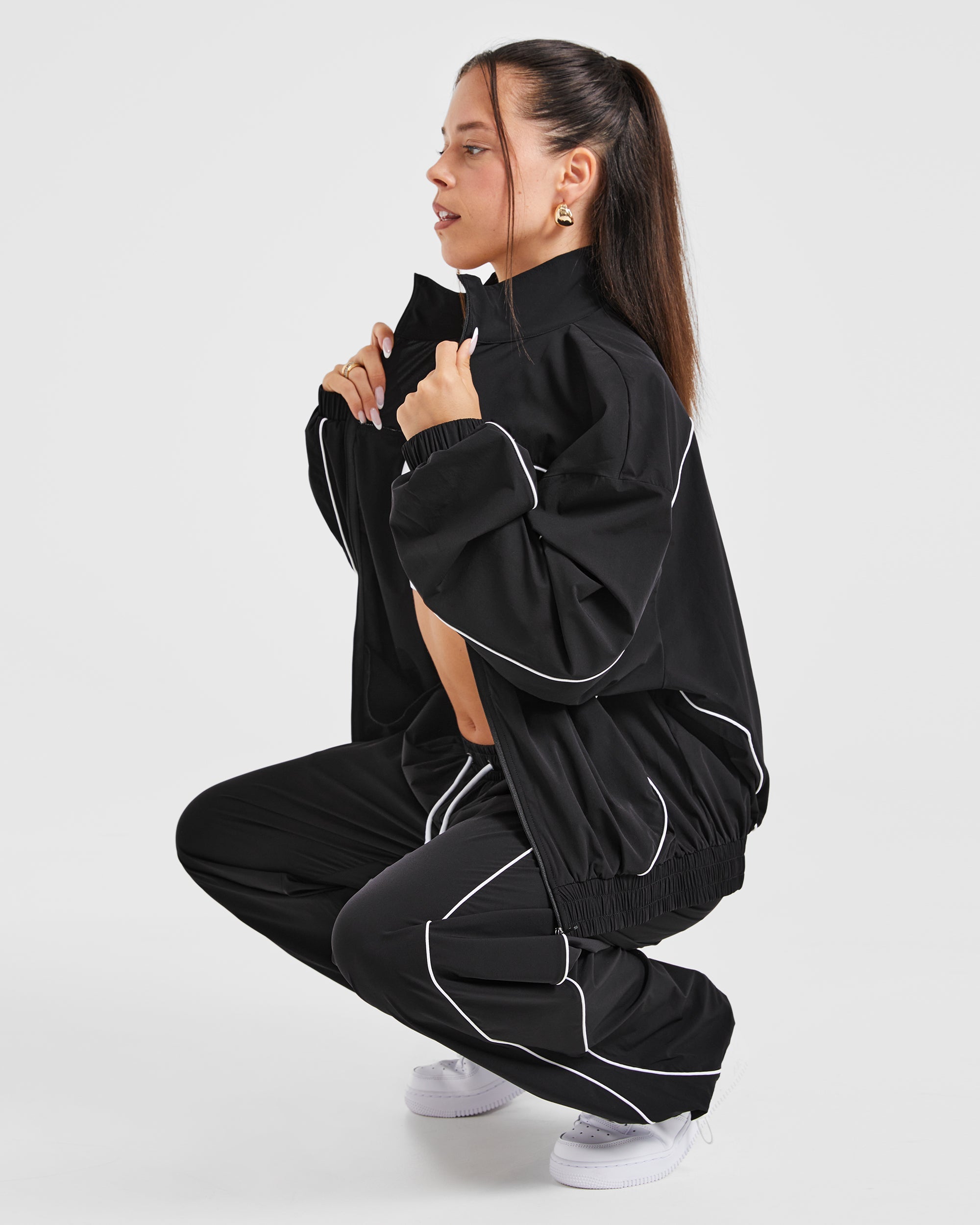 Justine Oversized Track Jacket - Zwart