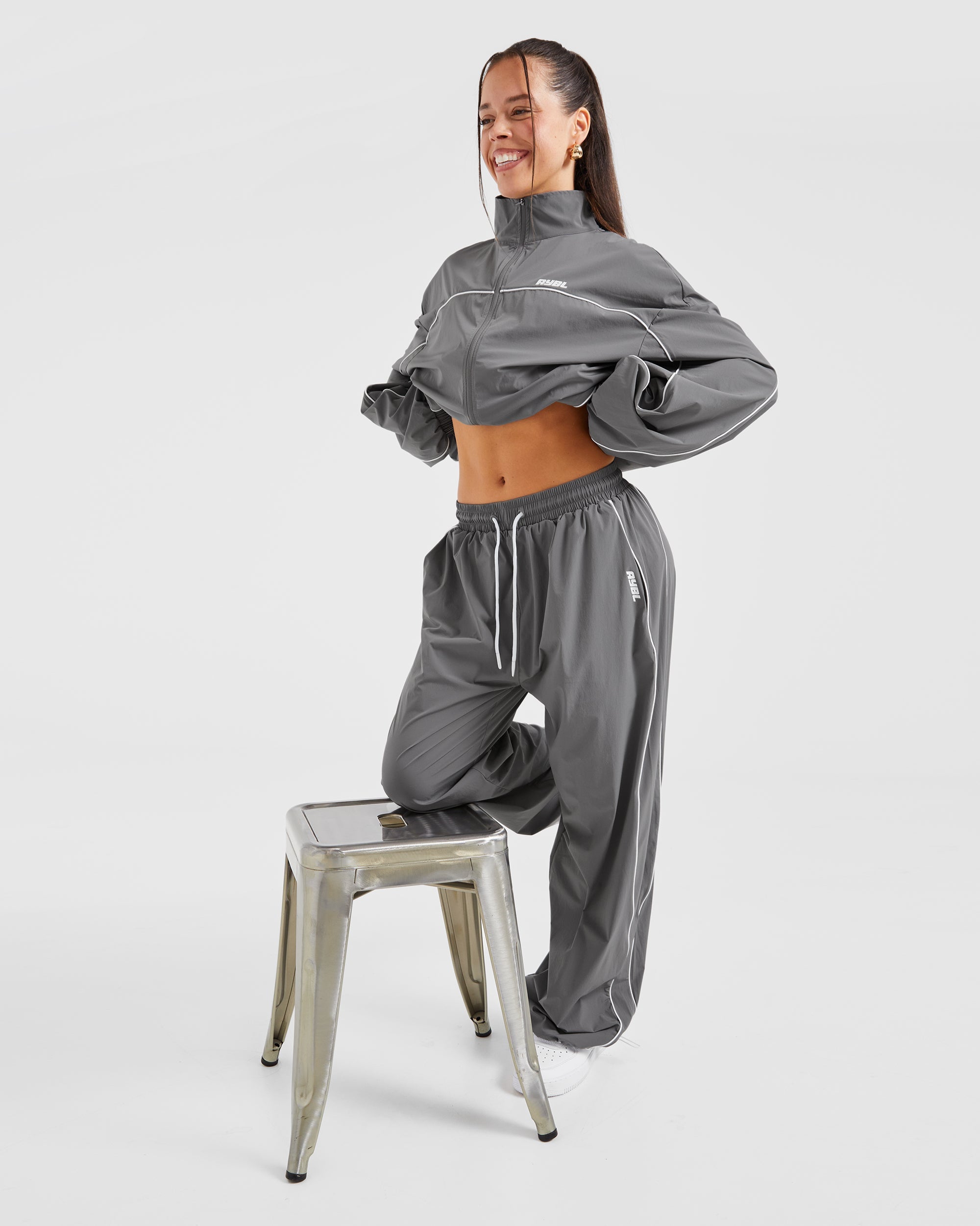 Justine Oversized Track Joggers - Grijs