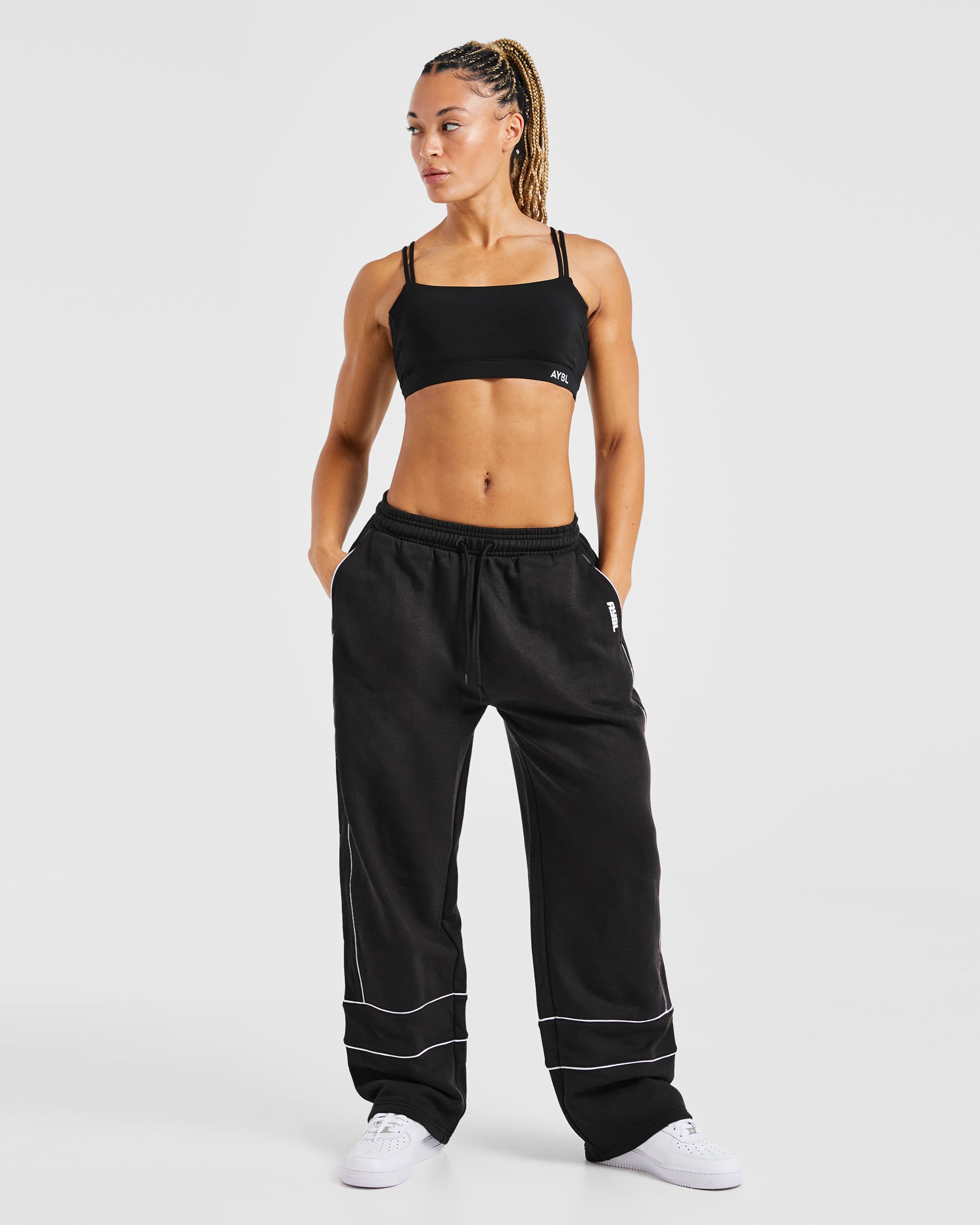 Justine Oversized Straight Leg Joggers - Washed Zwart