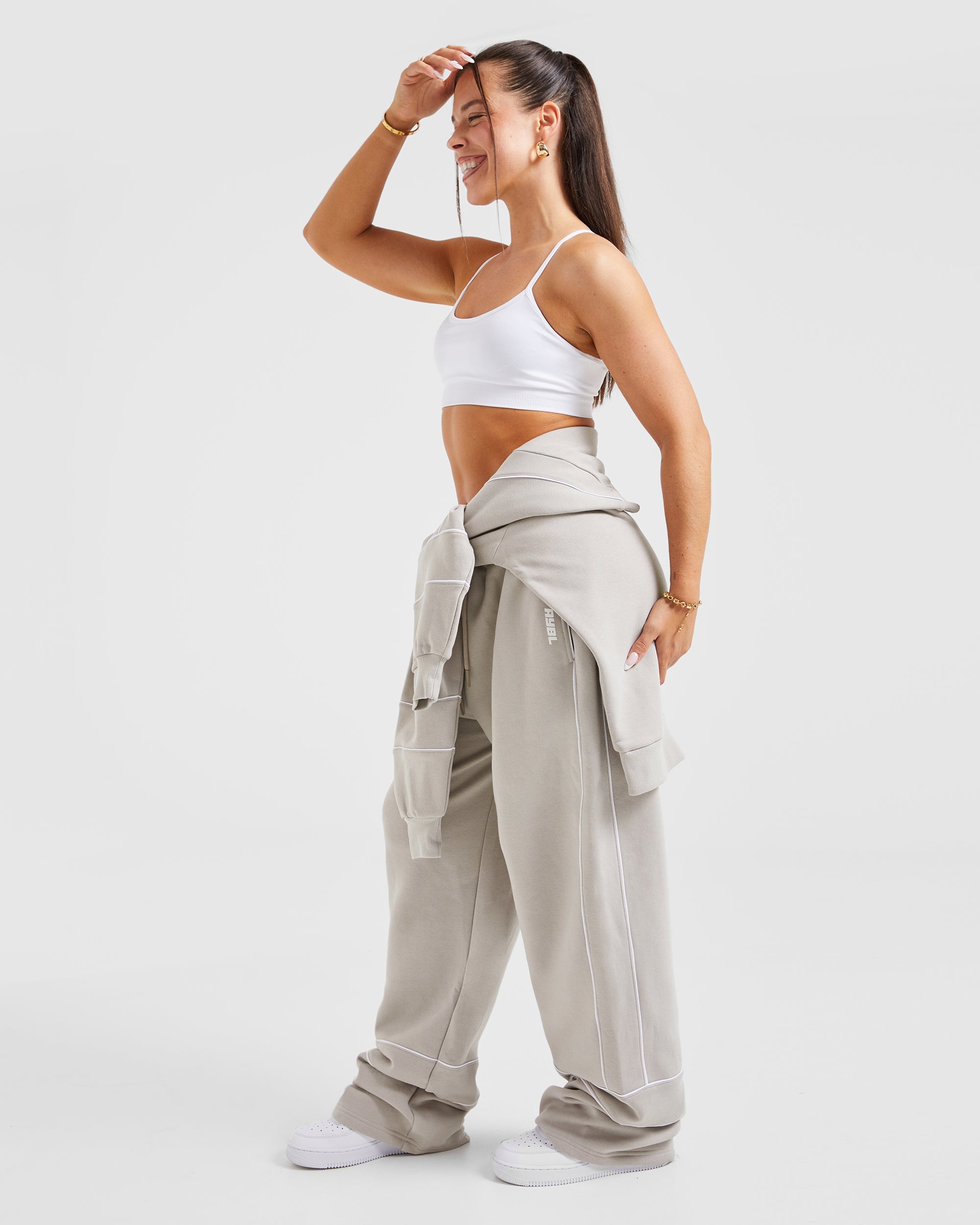 Justine Oversized Straight Leg Joggers - Washed Taupe