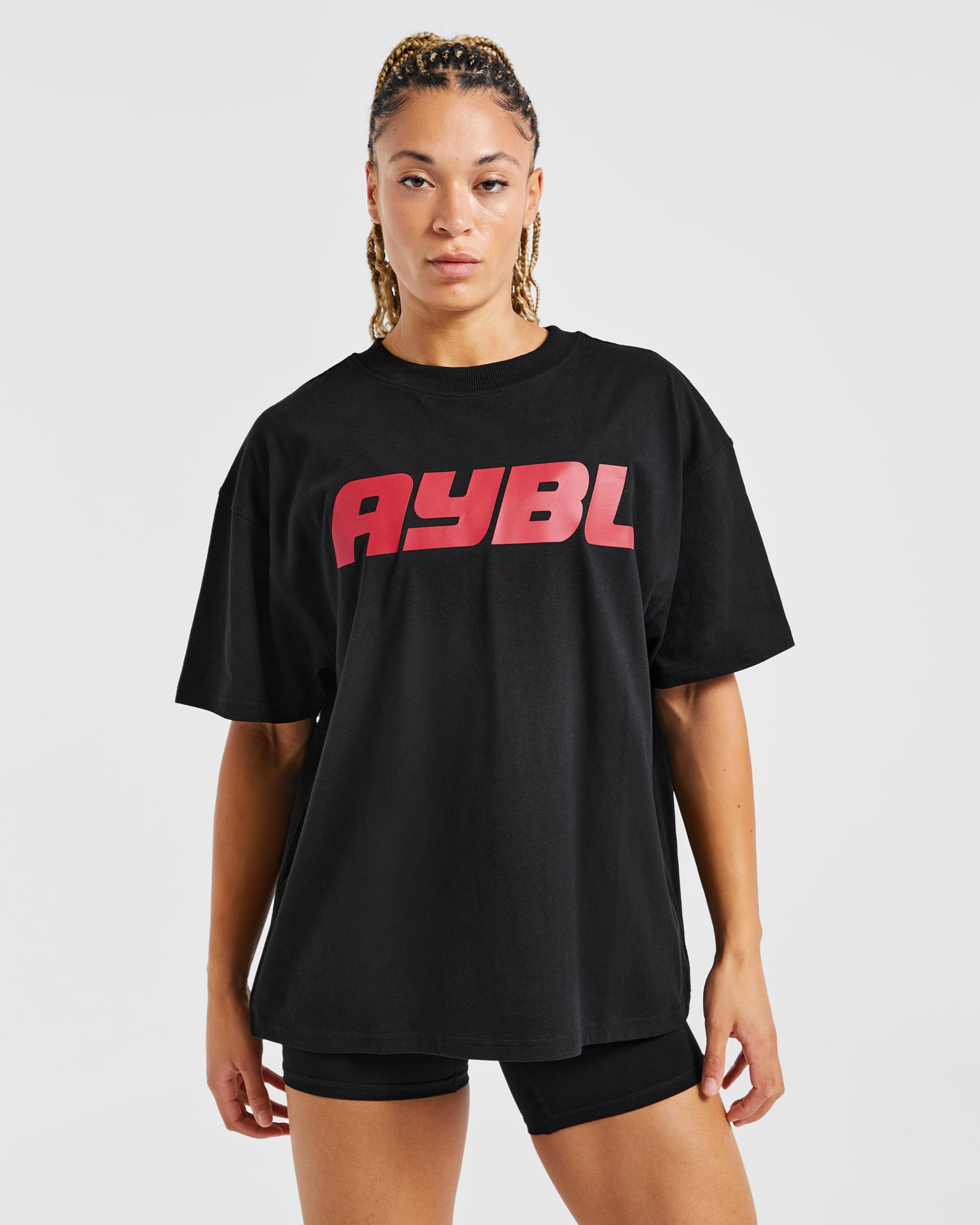 Justine Oversized T Shirt - Zwart/Rood