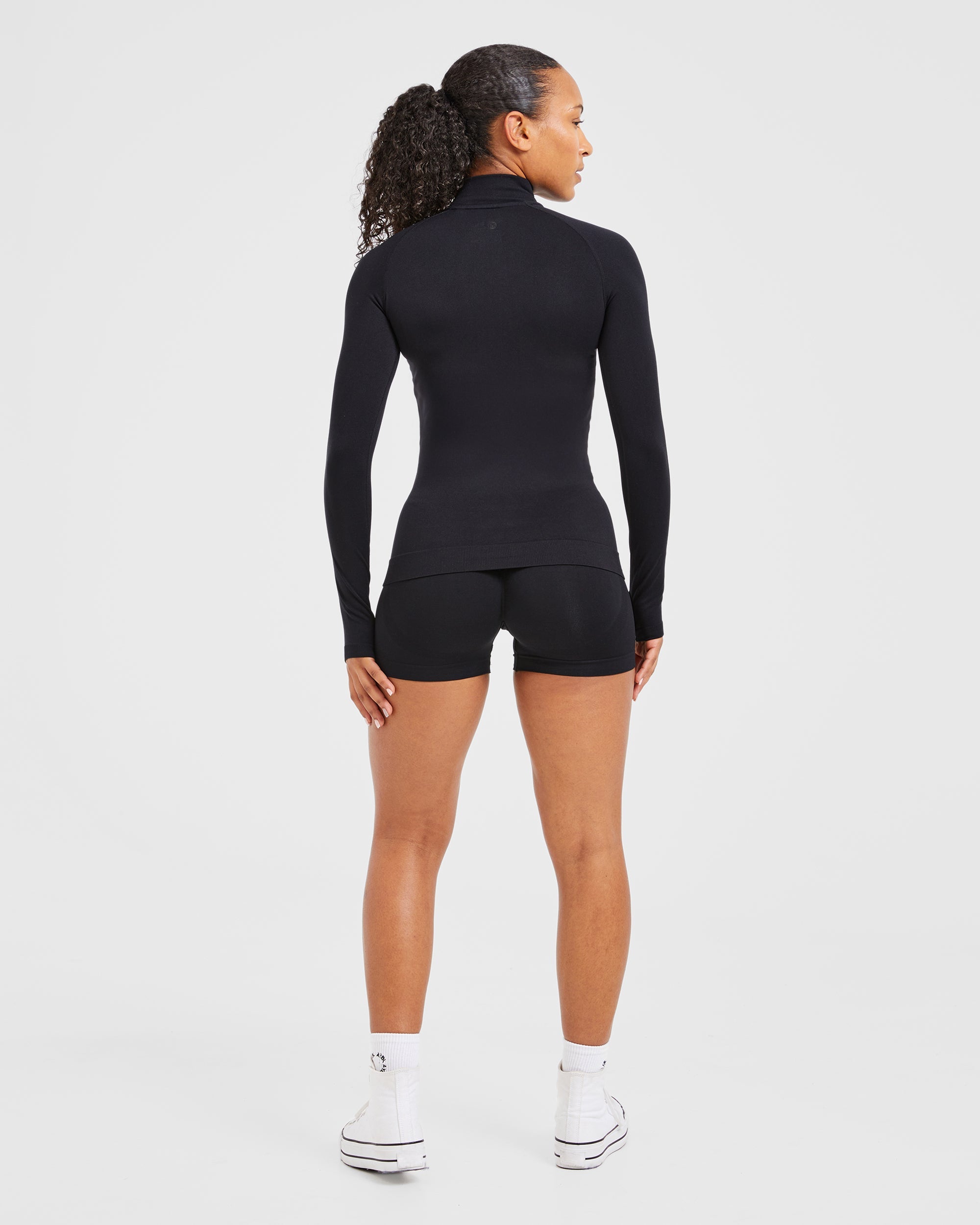 Essential Seamless 1/2 Zip Pullover - Zwart