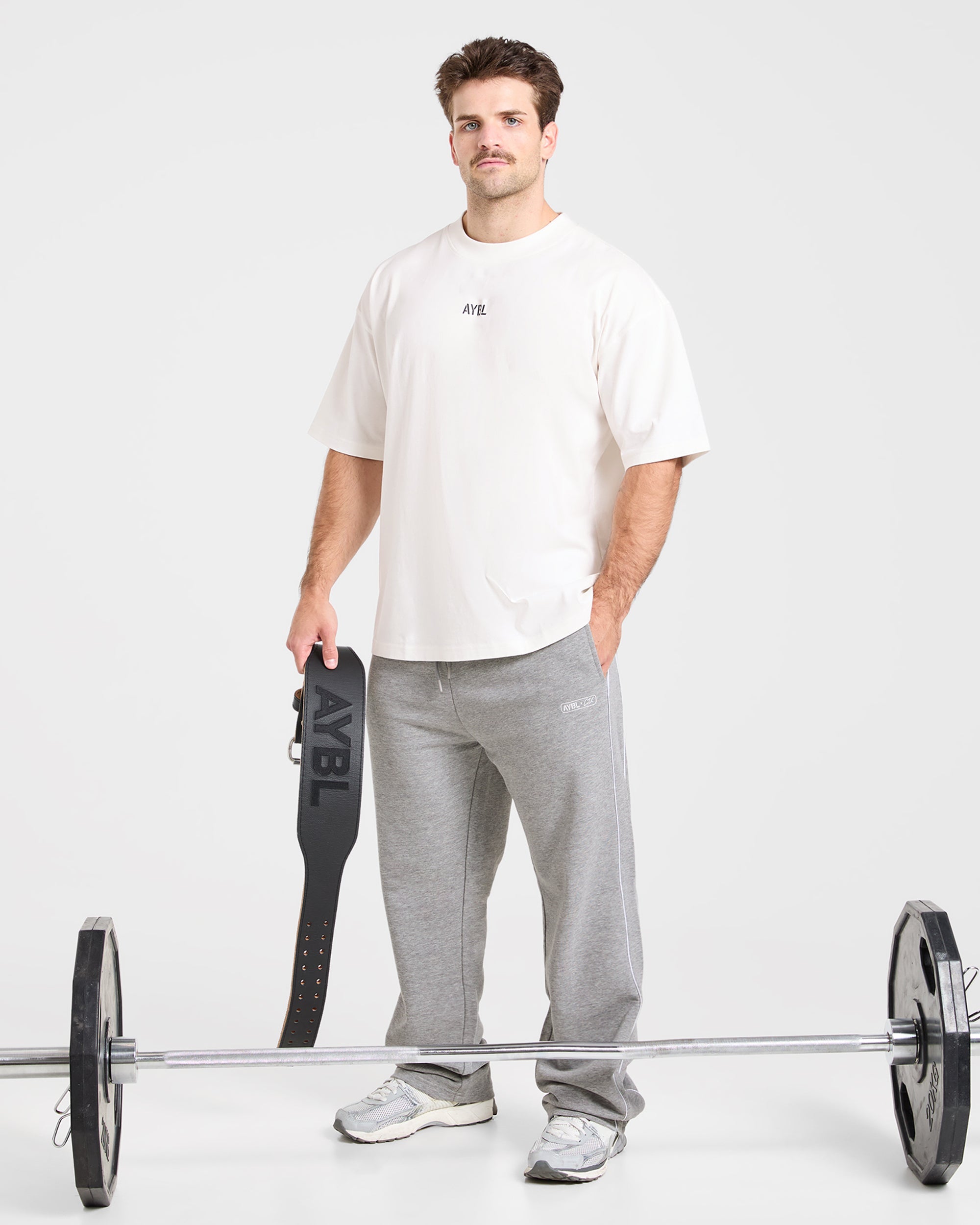Cam Kissel x Oversized Straight Leg Joggers - Mid Marl Grijs