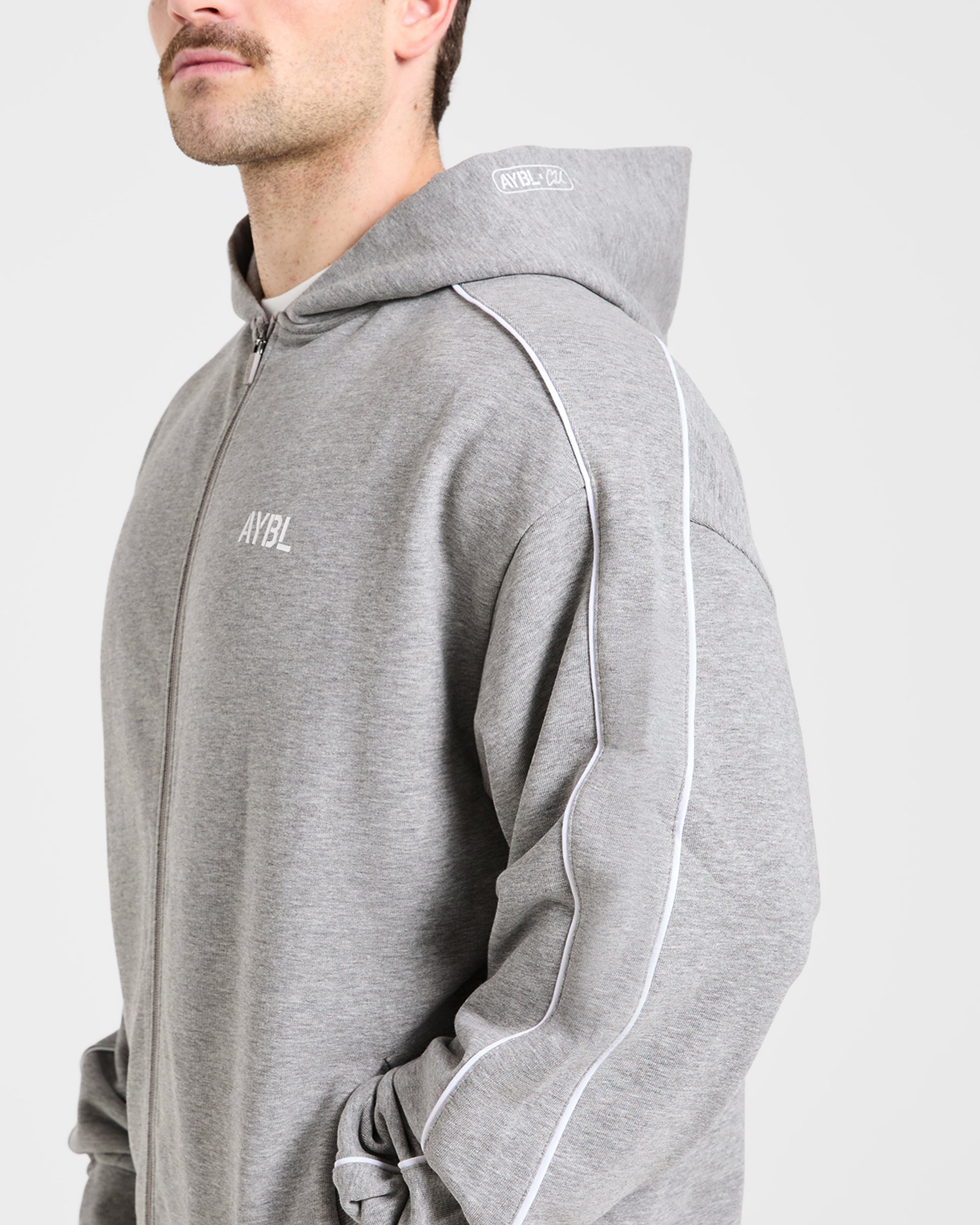 Cam Kissel x Oversized Full Zip Hoodie - Mid Marl Grijs