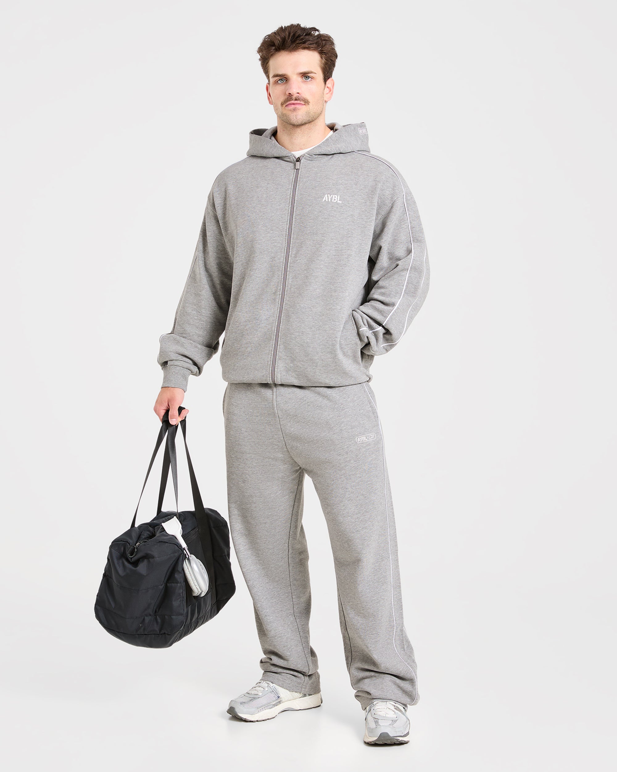 Cam Kissel x Oversized Full Zip Hoodie - Mid Marl Grijs