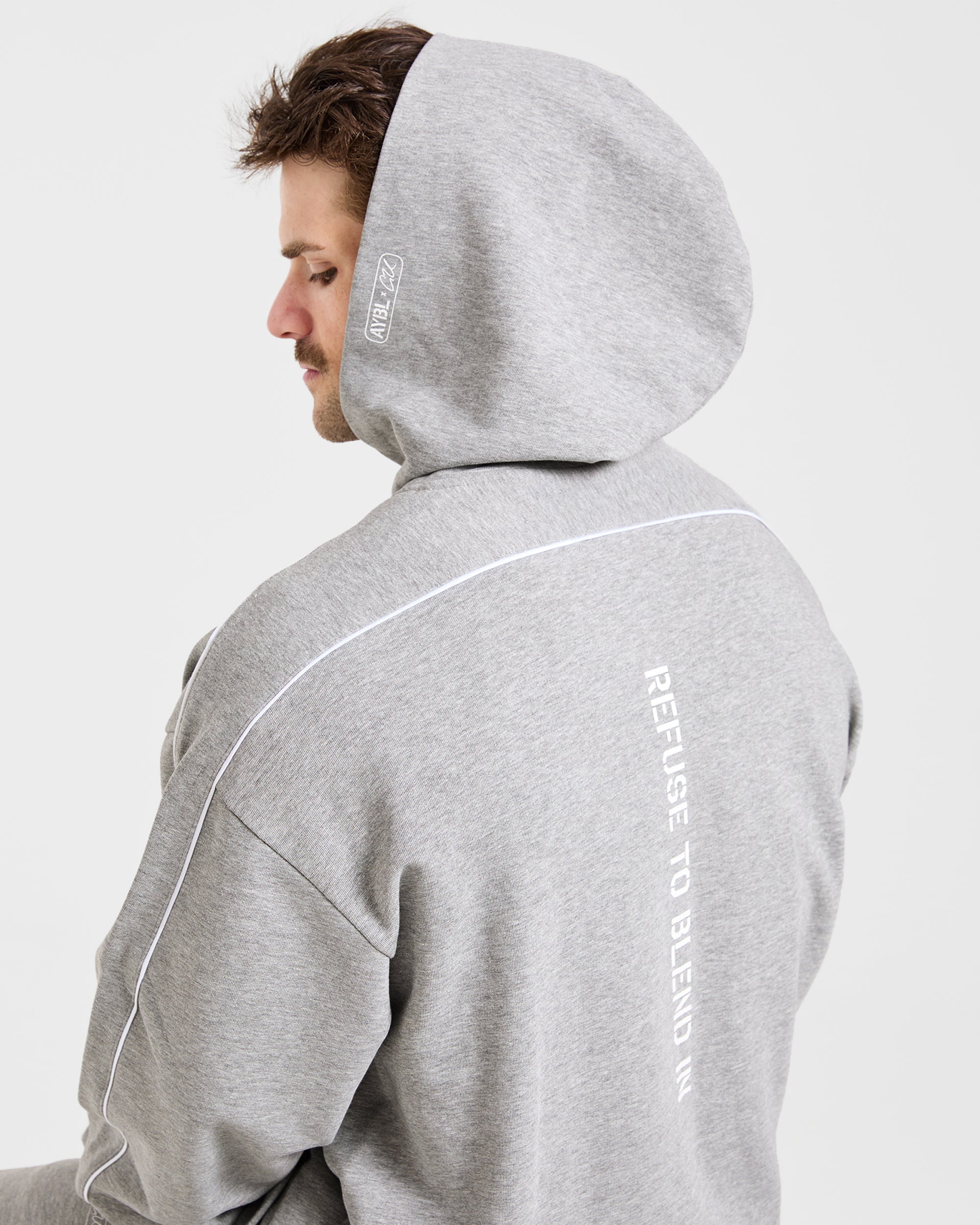 Cam Kissel x Oversized Full Zip Hoodie - Mid Marl Grijs
