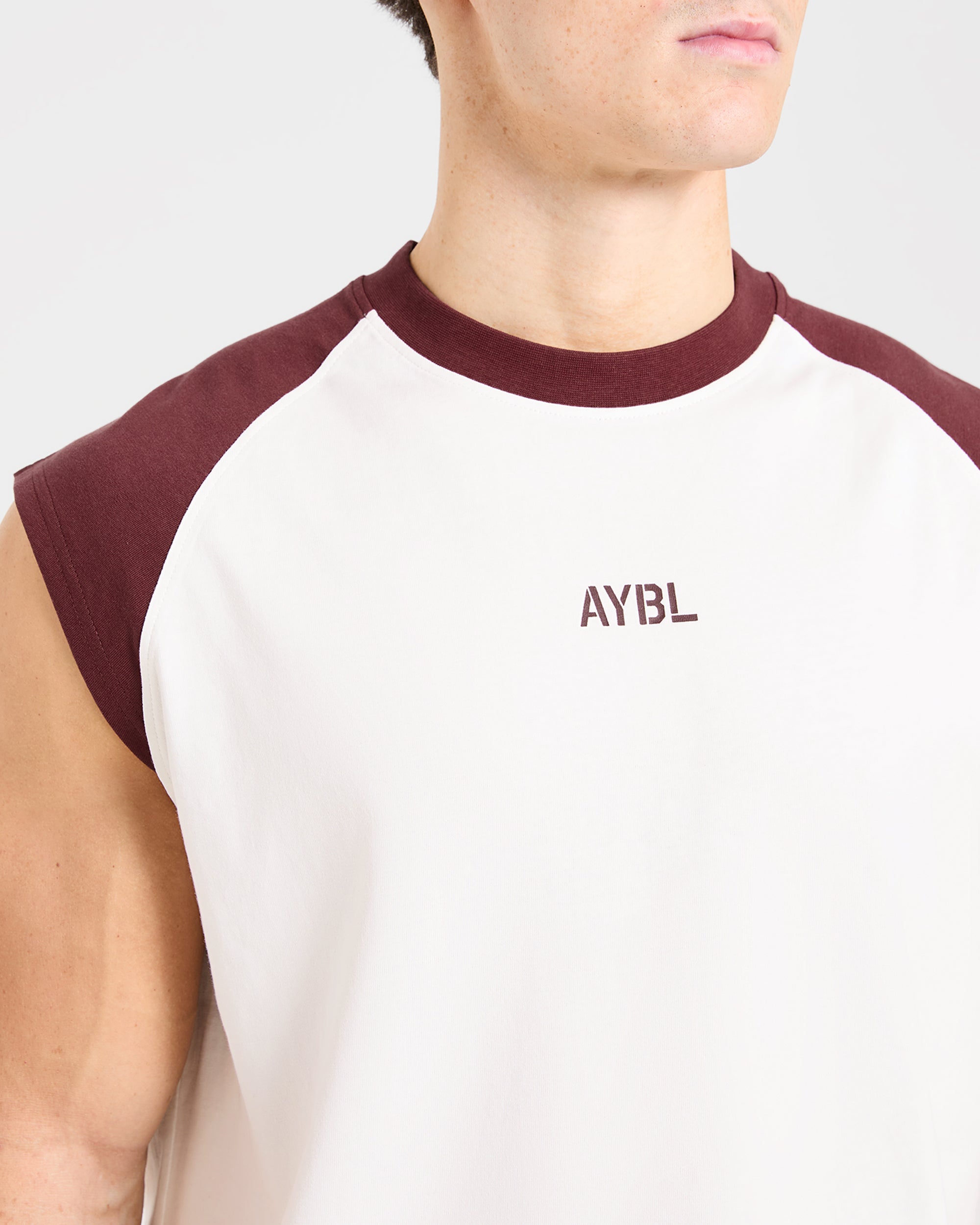 Cam Kissel x Contrast Oversized Tank - Off Wit/Burgundy