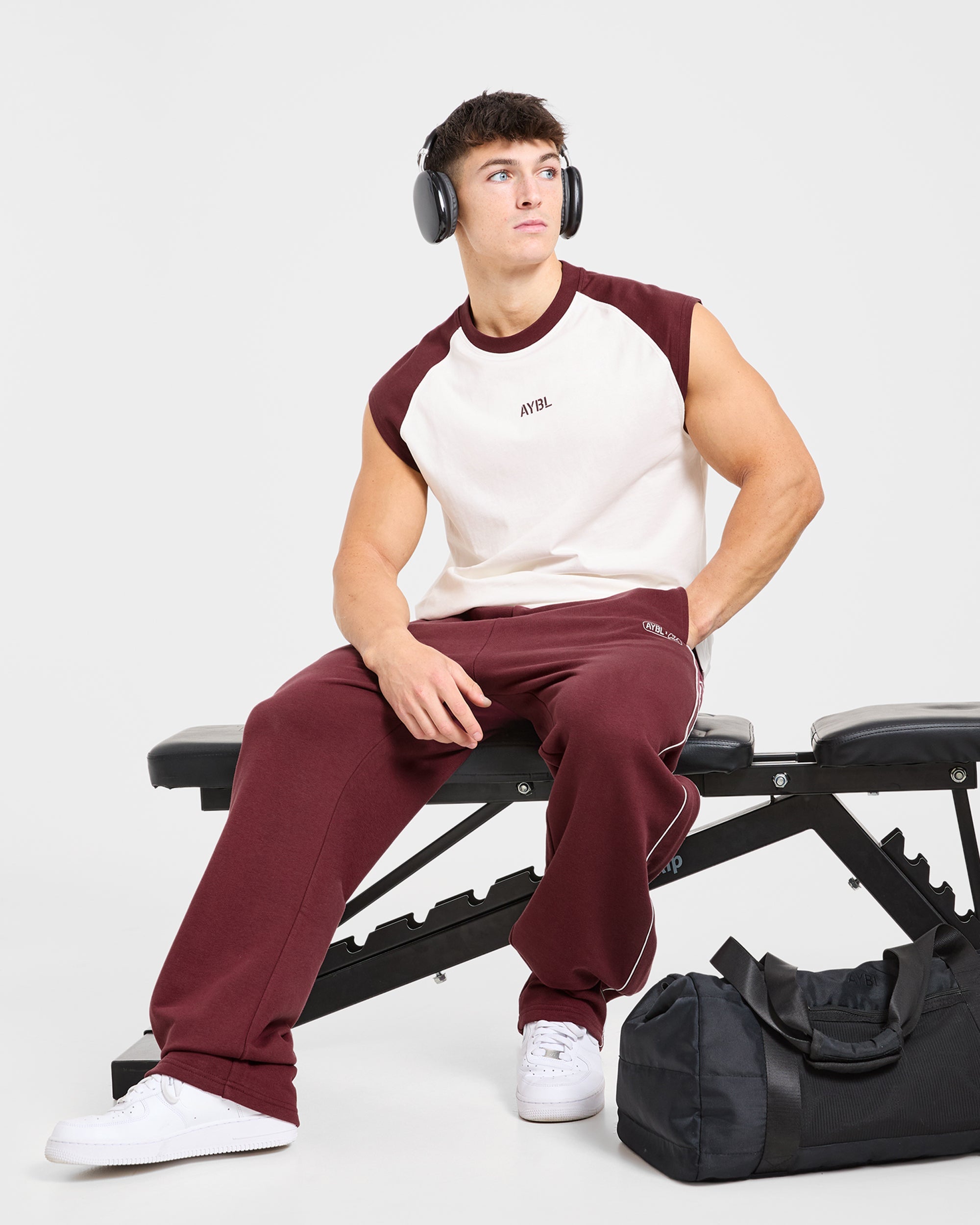 Cam Kissel x Contrast Oversized Tank - Off Wit/Burgundy