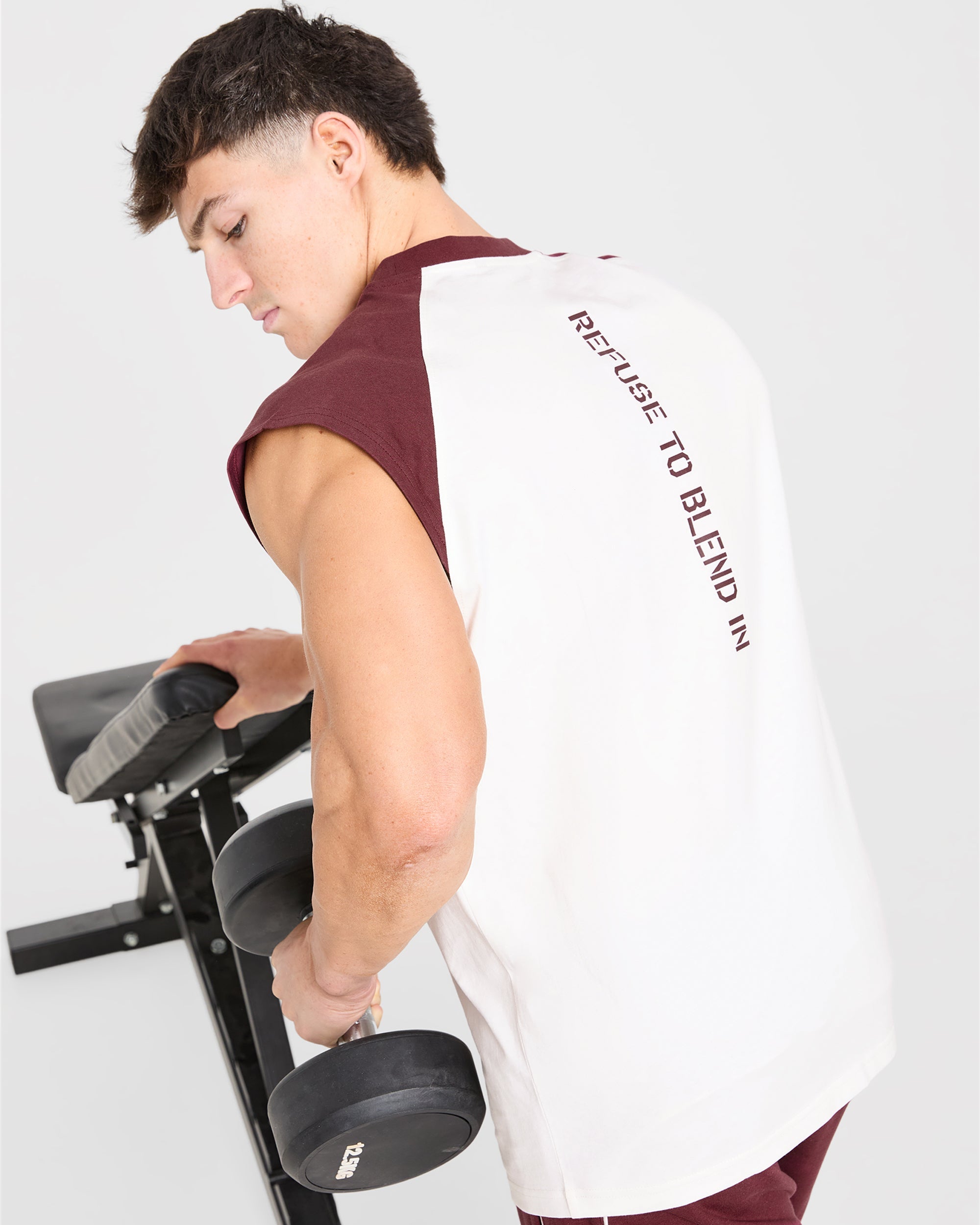 Cam Kissel x Contrast Oversized Tank - Off Wit/Burgundy