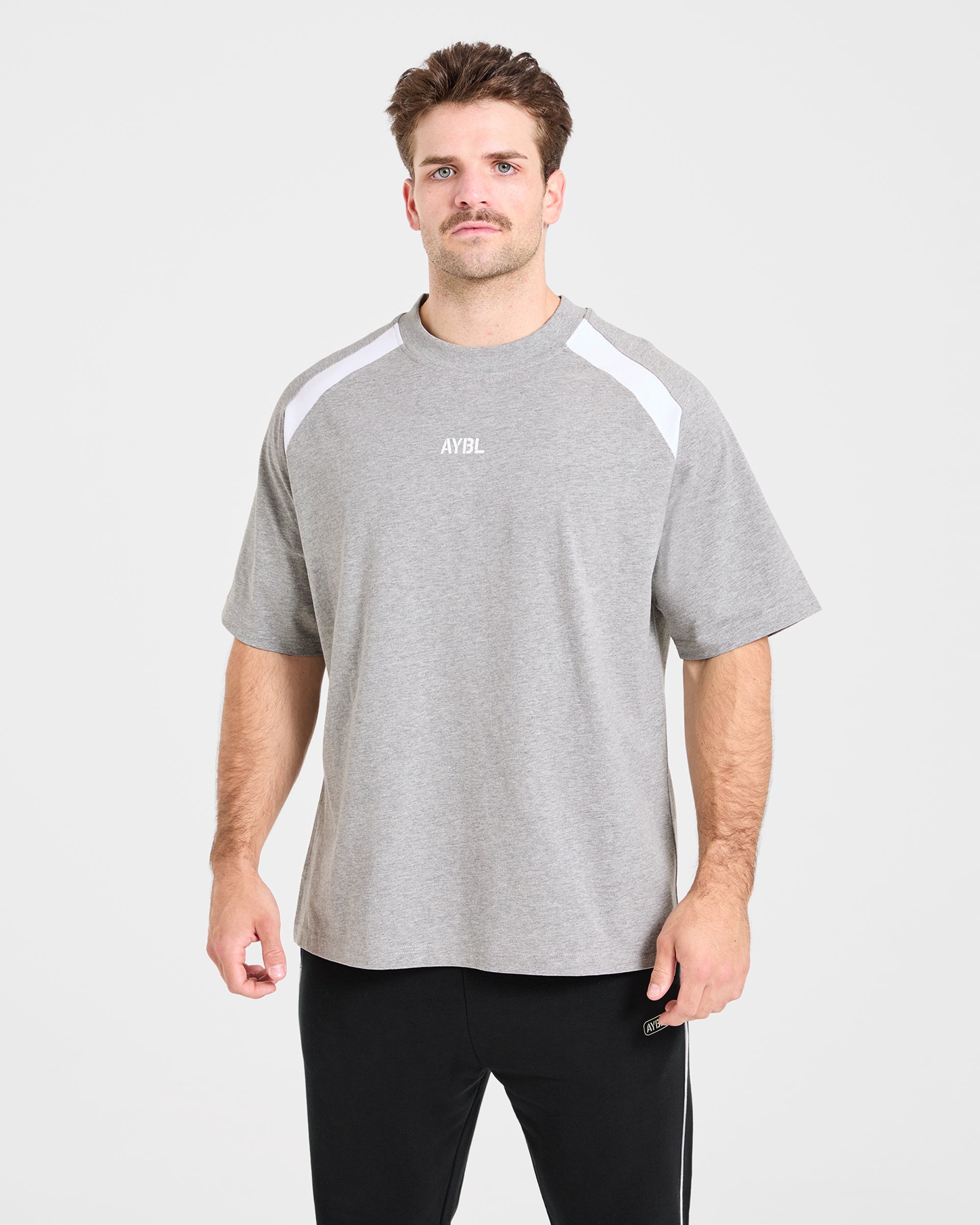 Cam Kissel x Contrast Oversized T Shirt - Mid Marl Grijs