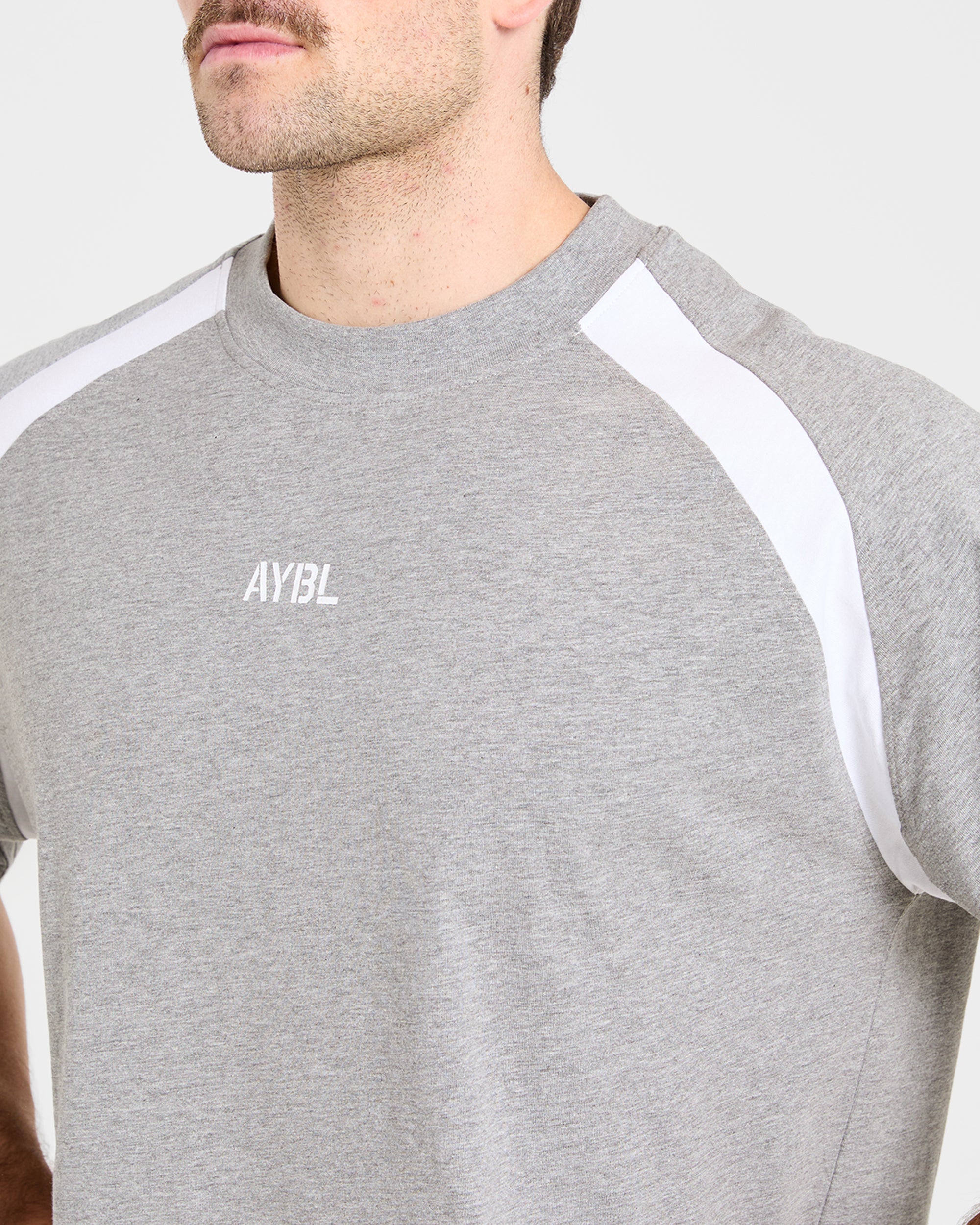 Cam Kissel x Contrast Oversized T Shirt - Mid Marl Grijs
