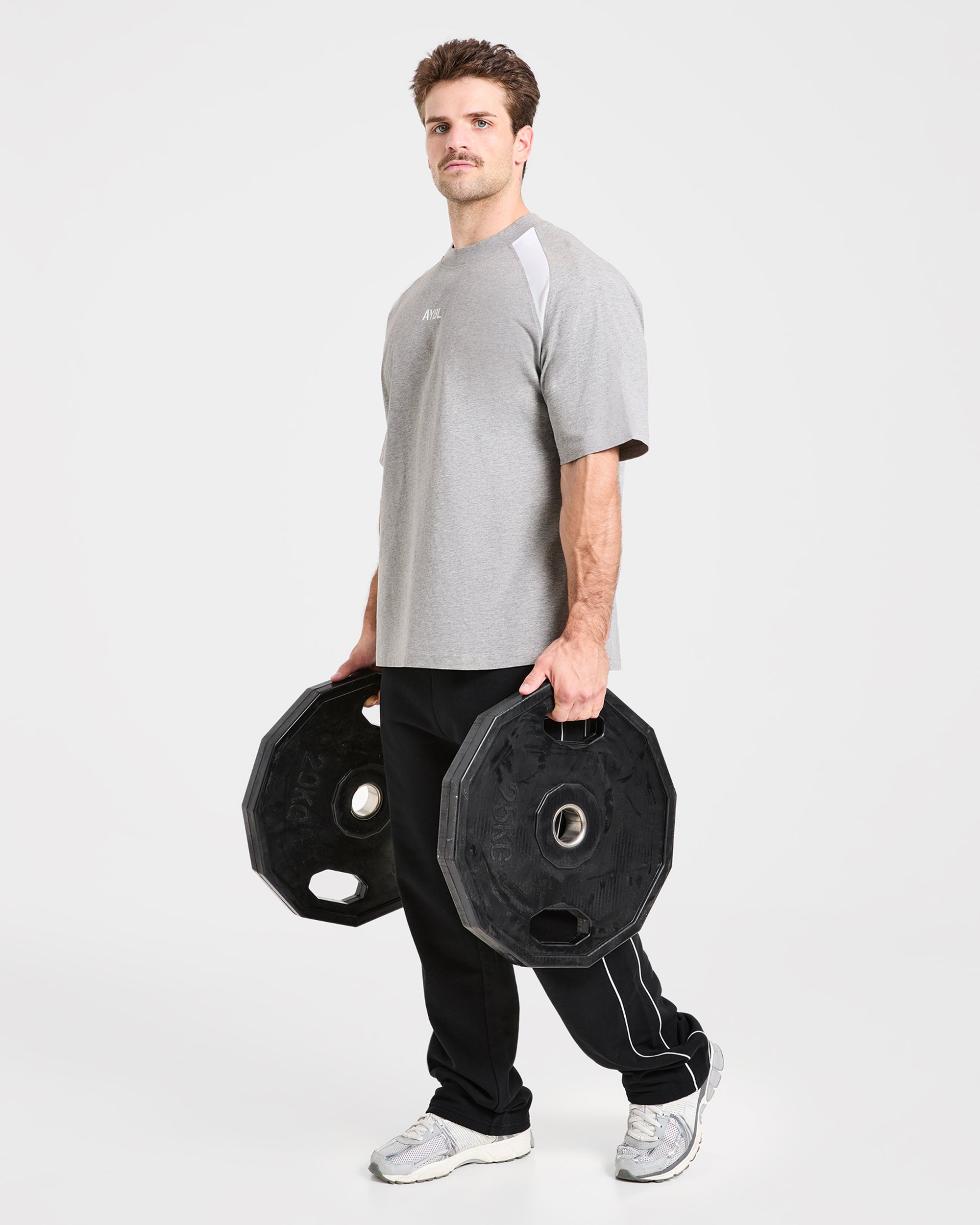 Cam Kissel x Contrast Oversized T Shirt - Mid Marl Grijs