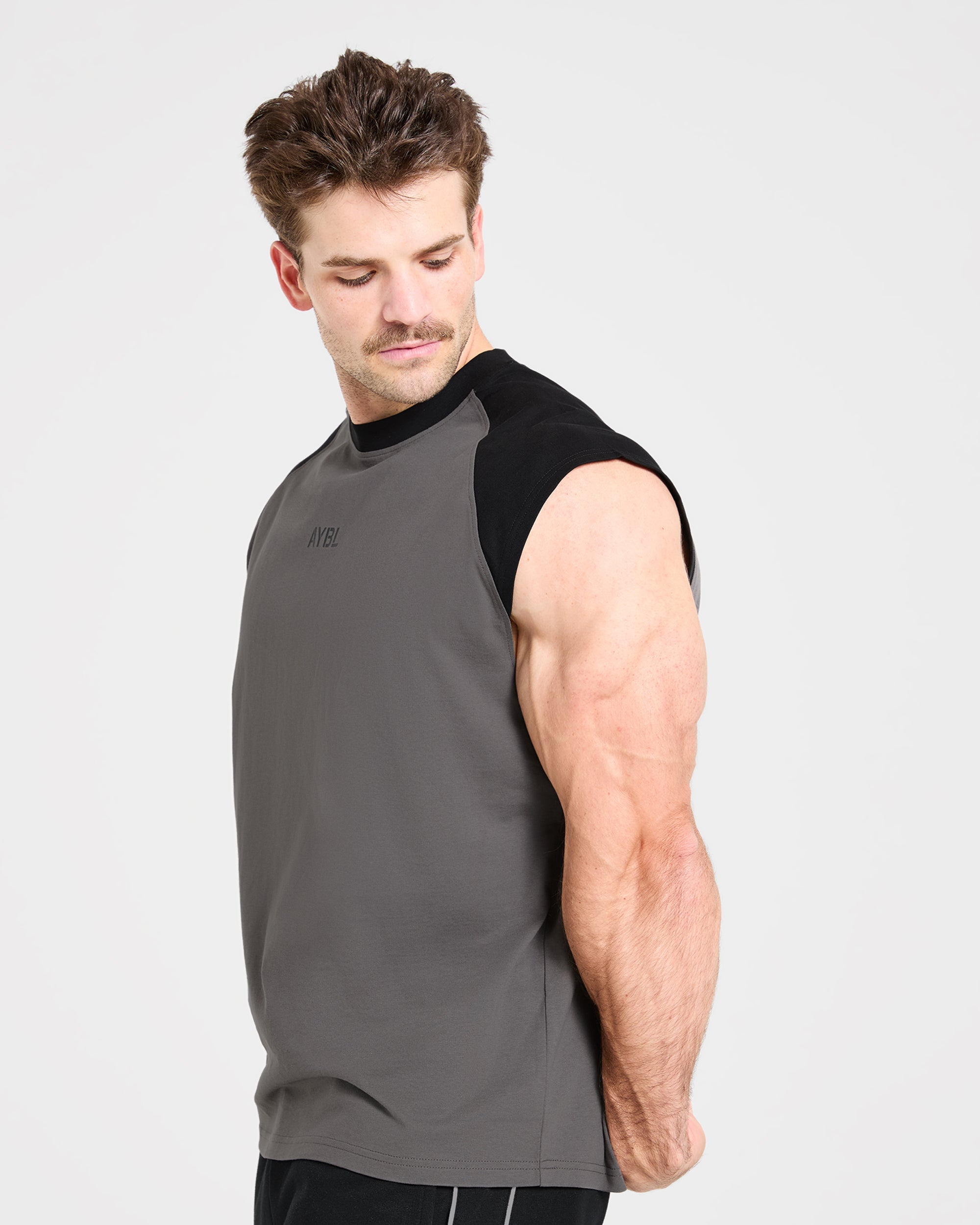 Cam Kissel x Contrast Oversized Tank - Charcoal/Zwart