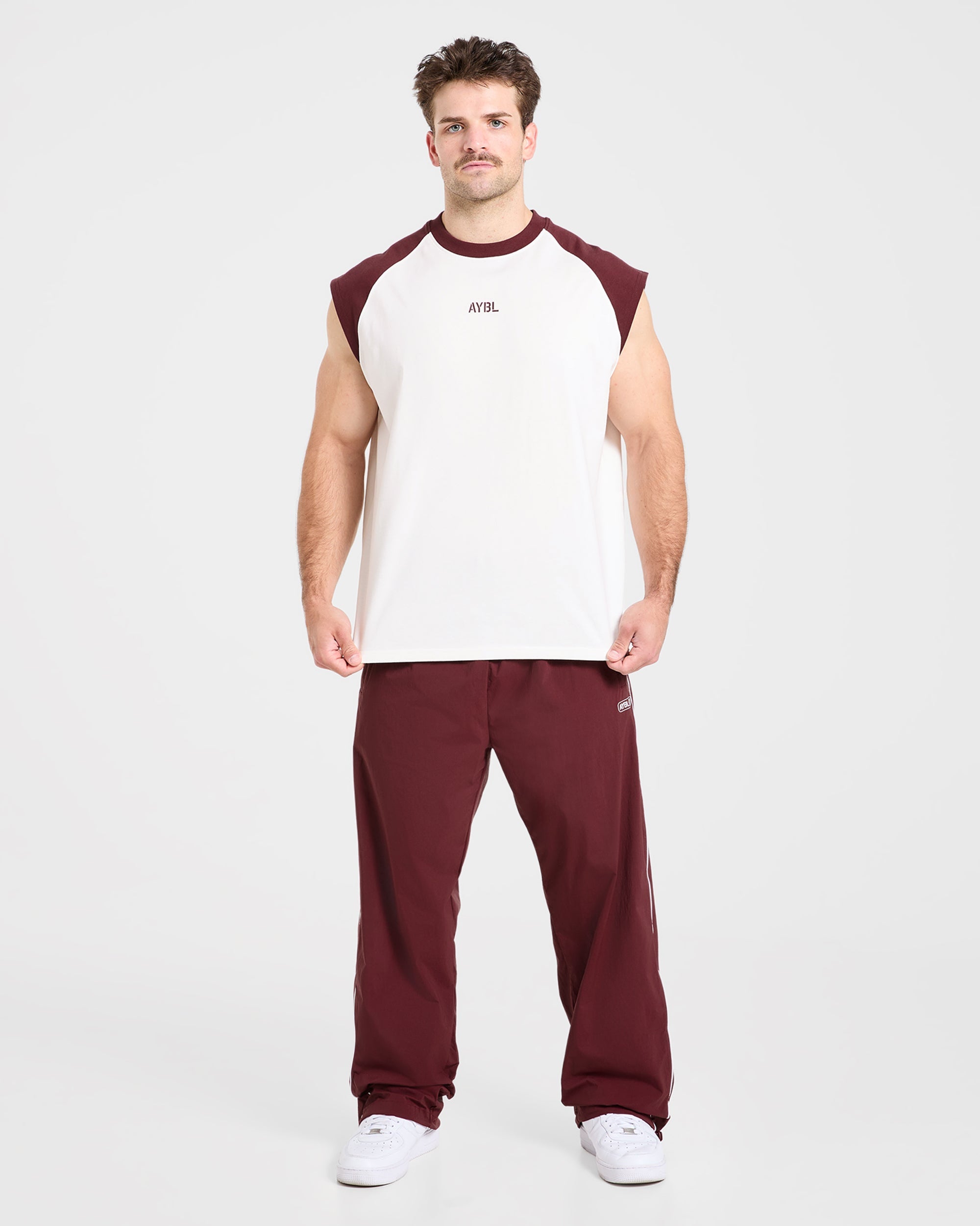 Cam Kissel x Contrast Oversized Tank - Off Wit/Burgundy