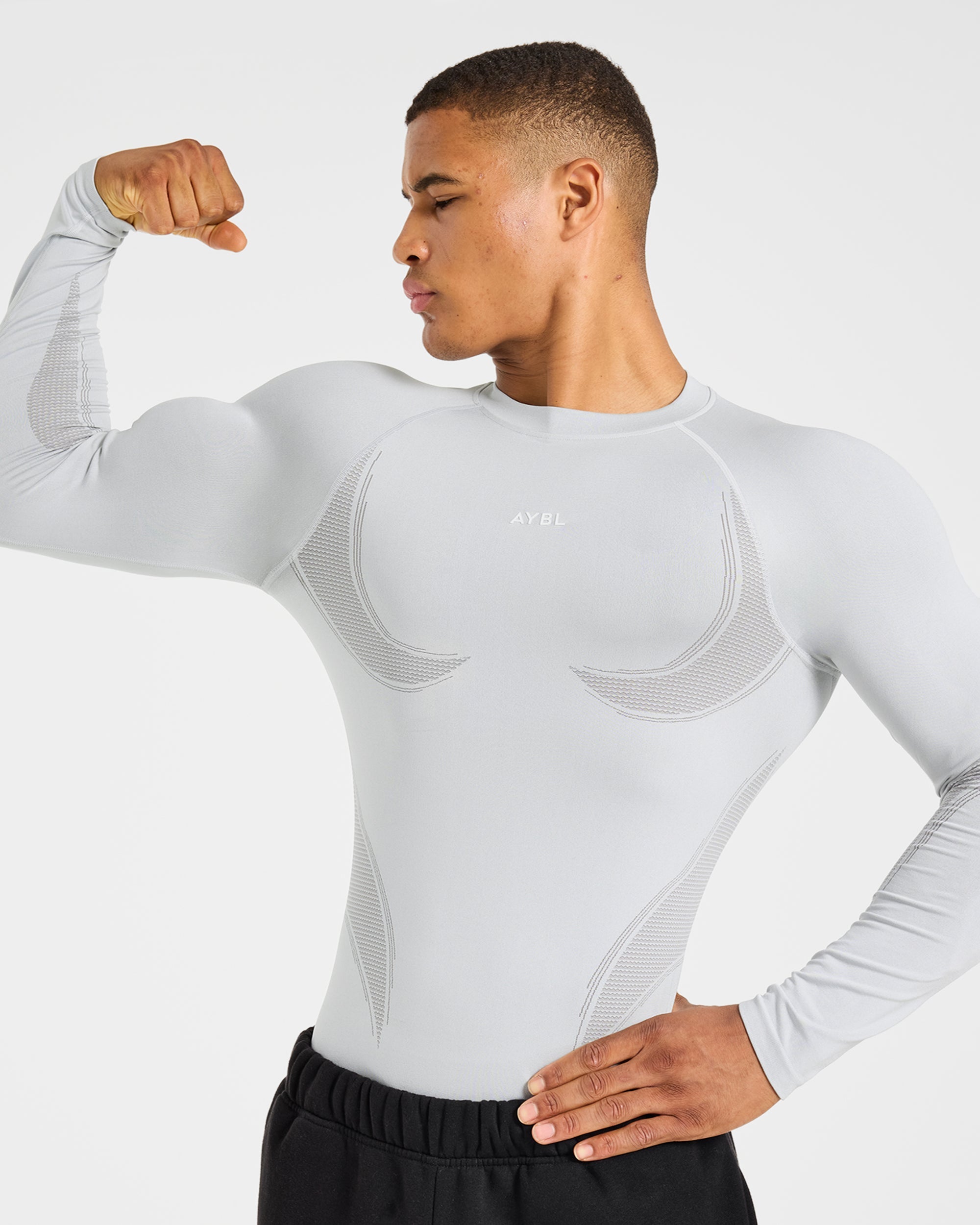 Charge Seamless Long Sleeve T Shirt - Light Grijs