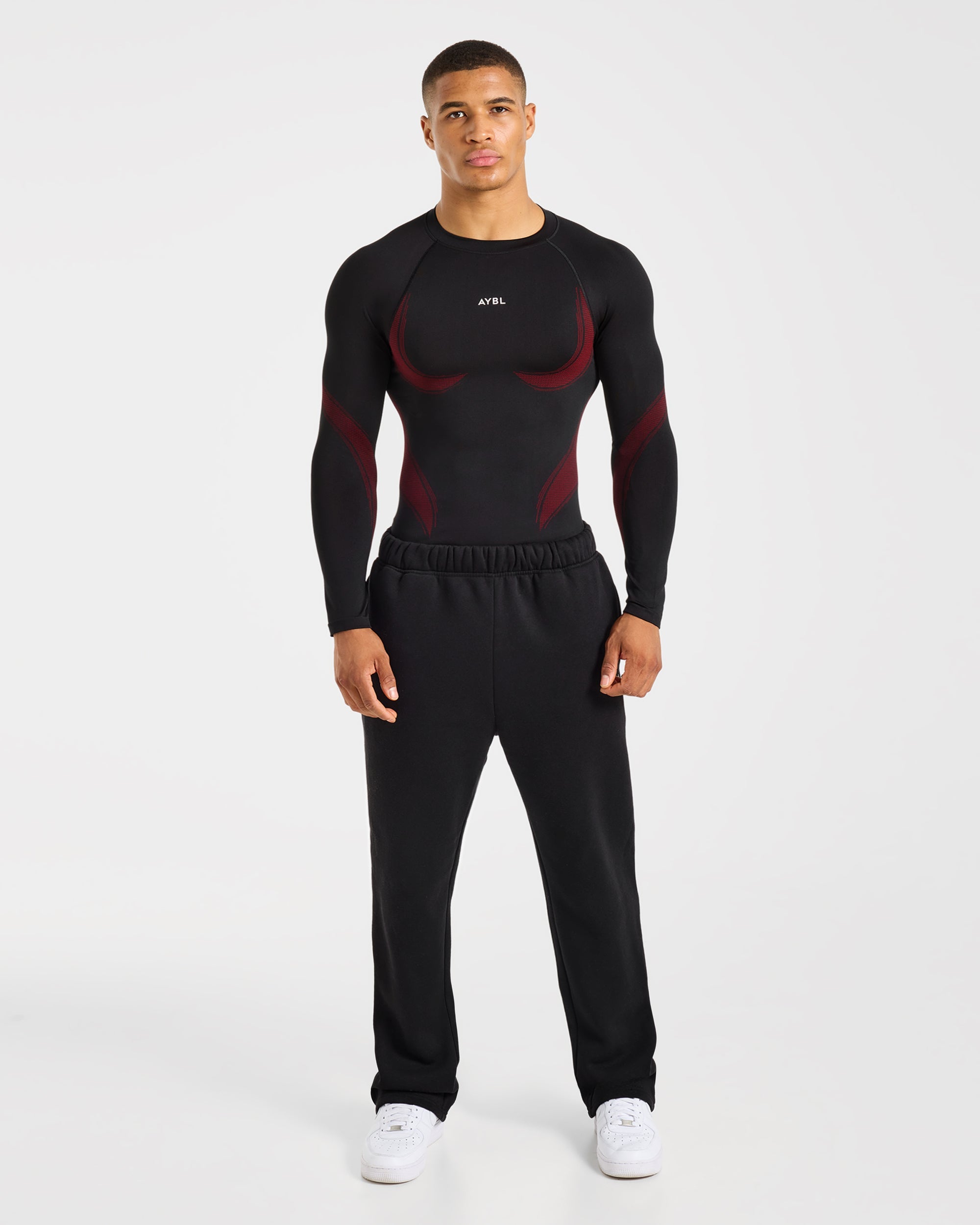 Charge Seamless Long Sleeve T Shirt - Zwart/Rood