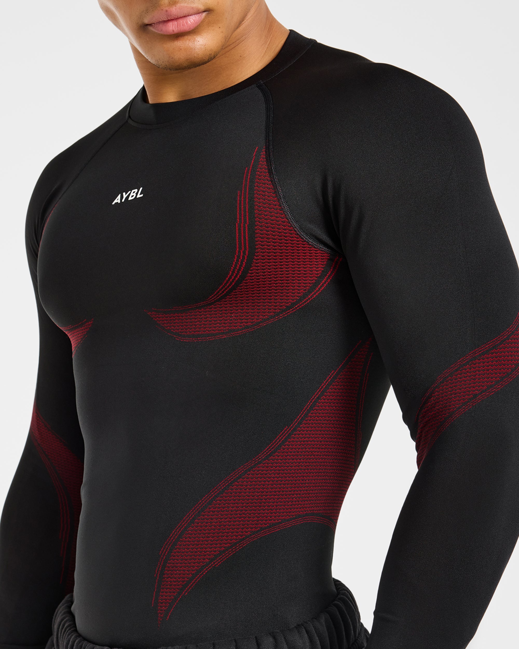 Charge Seamless Long Sleeve T Shirt - Zwart/Rood