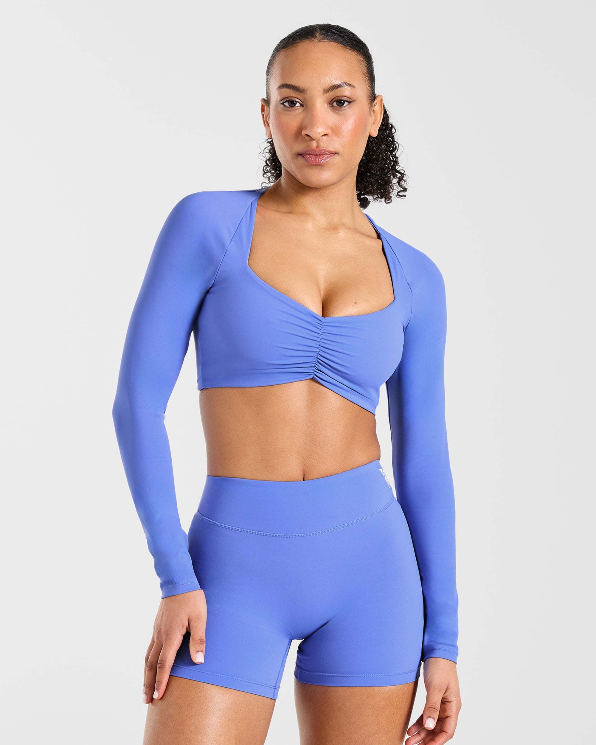 Physique Long Sleeve Crop Top - Cornflower Paars