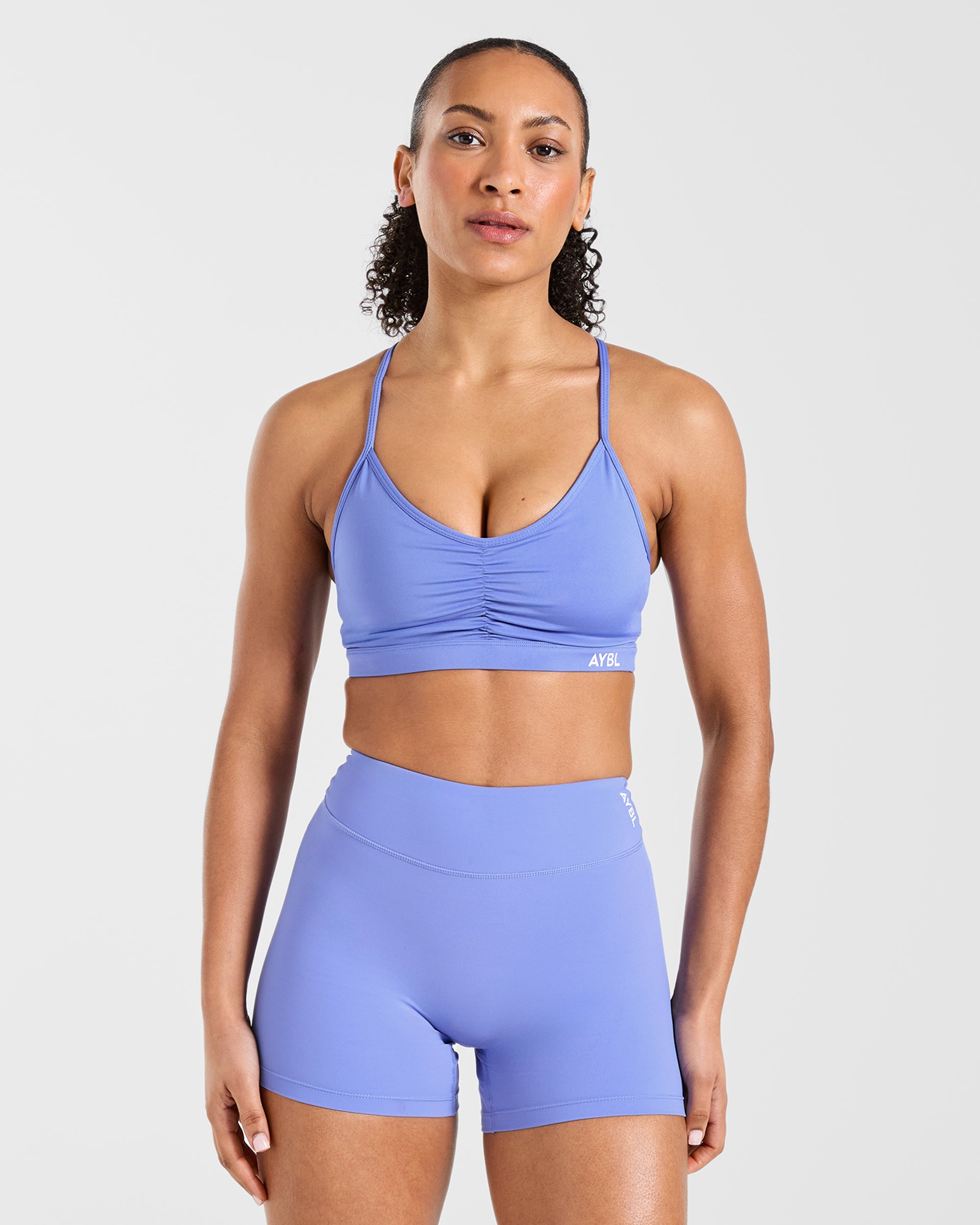 Essential Ruched Sports Bra - Cornflower Paars