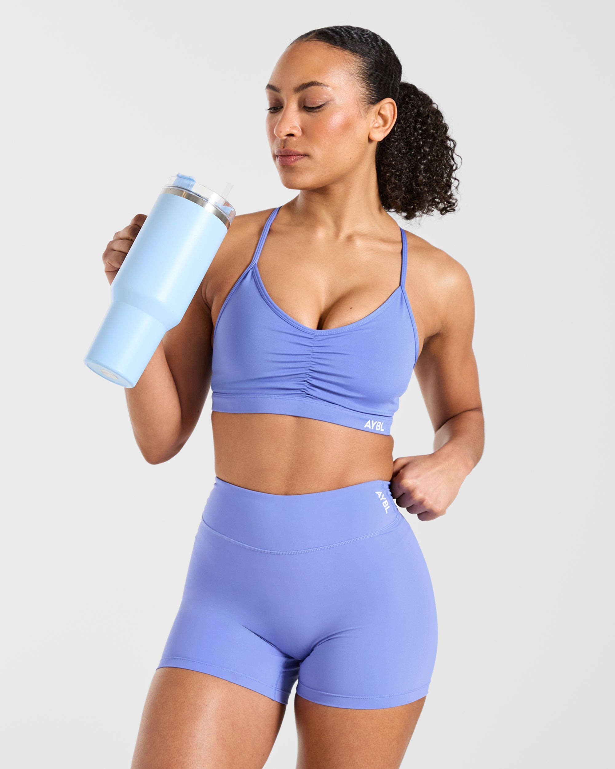 Essential Ruched Sports Bra - Cornflower Paars