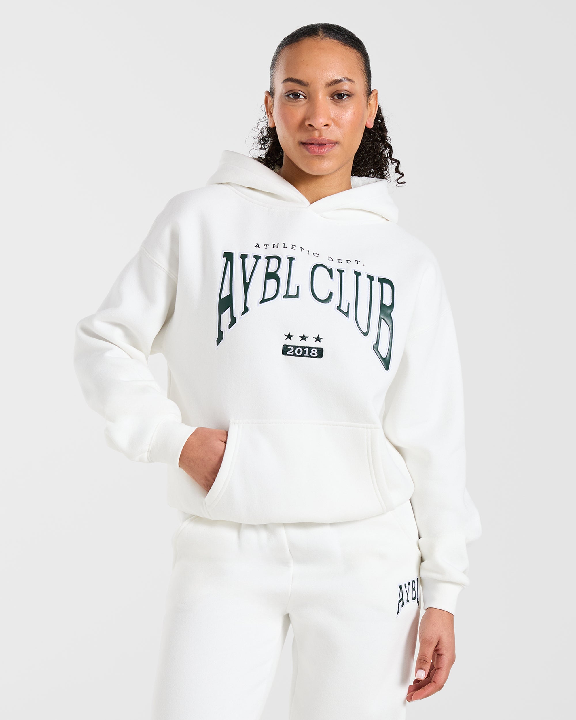 AYBL Club Oversized Hoodie - Off Wit/Forest Groen