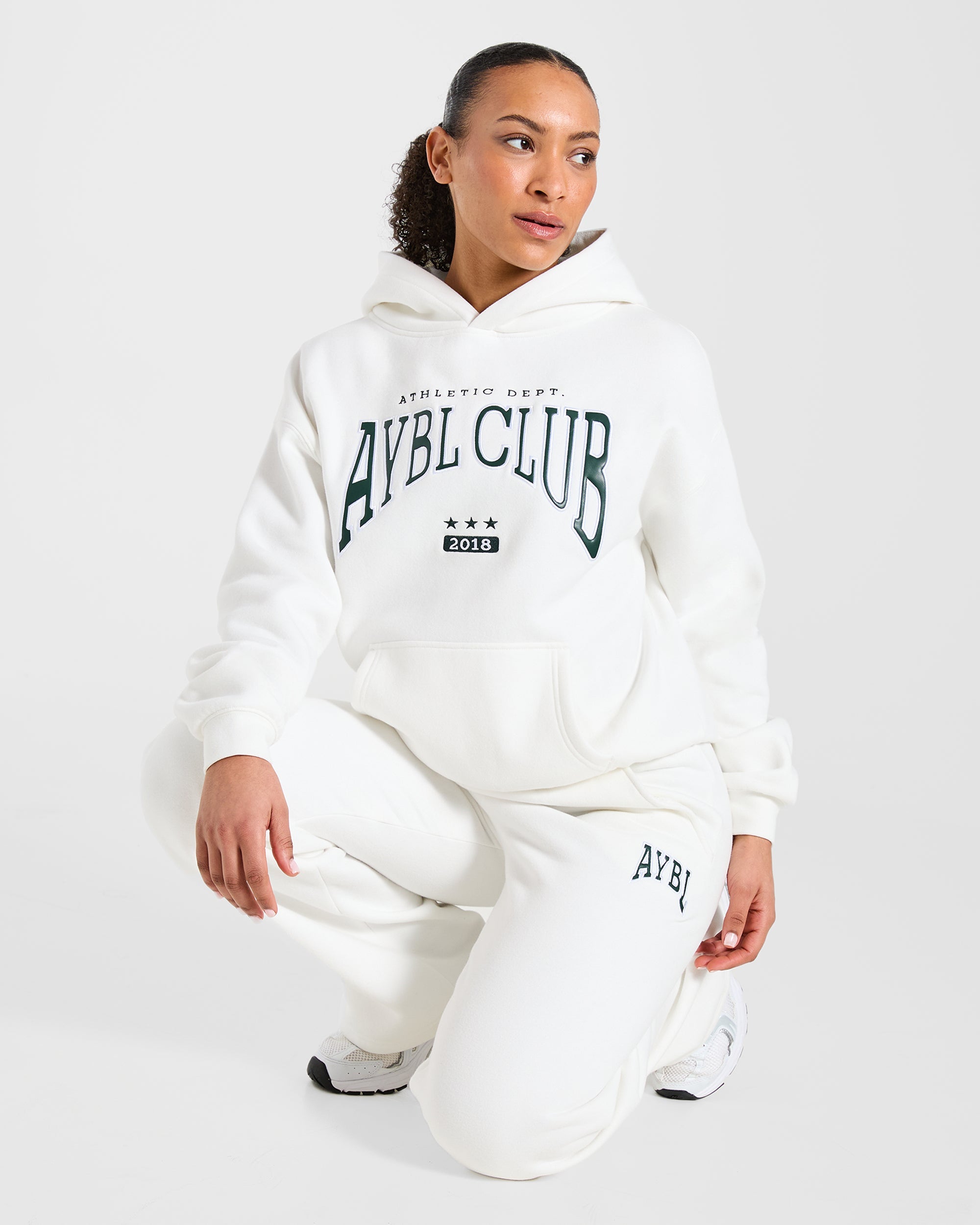 AYBL Club Oversized Hoodie - Off Wit/Forest Groen