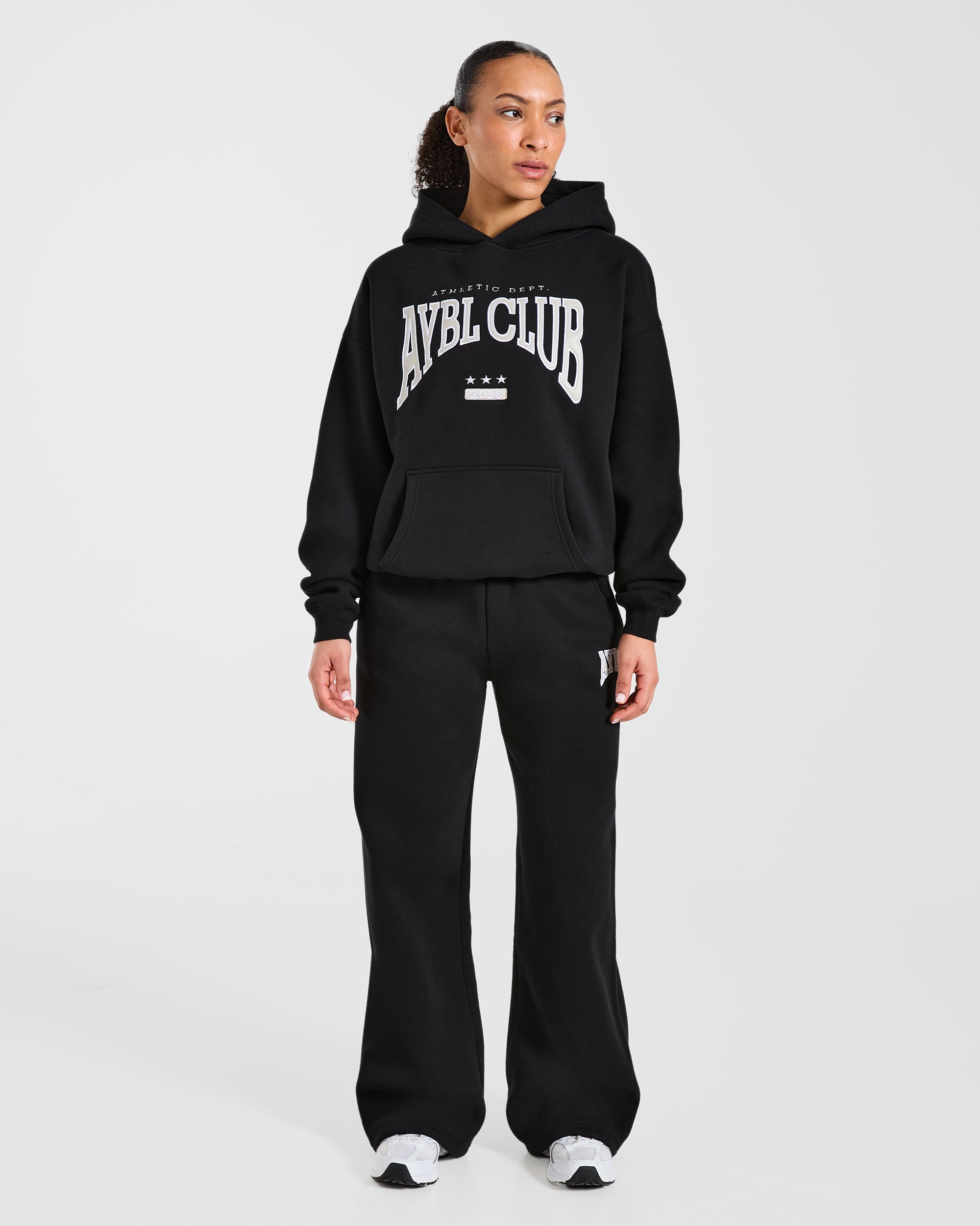 AYBL Club Oversized Straight Leg Joggers - Zwart