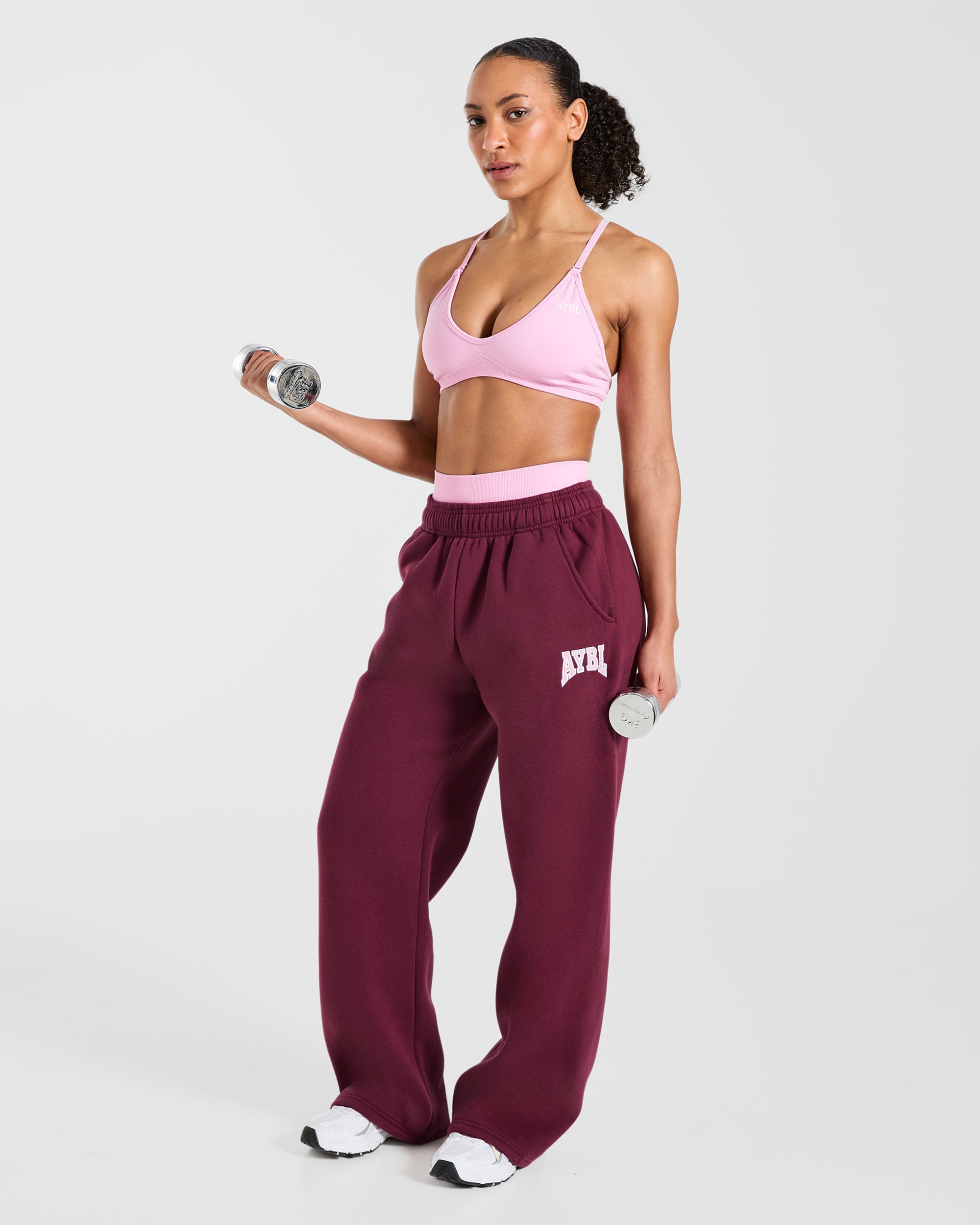 AYBL Club Oversized Straight Leg Joggers - Burgundy/Roze