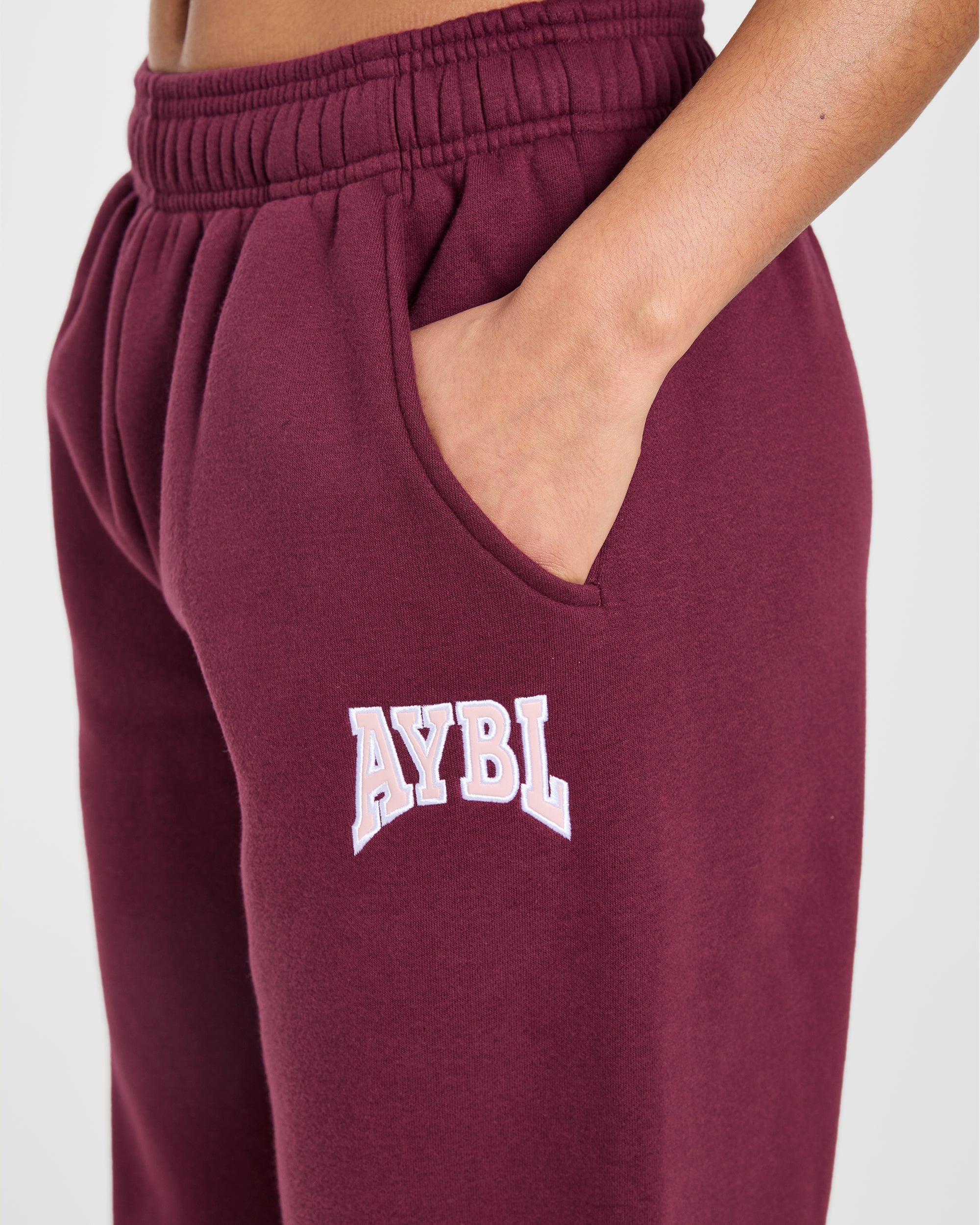 AYBL Club Oversized Straight Leg Joggers - Burgundy/Roze