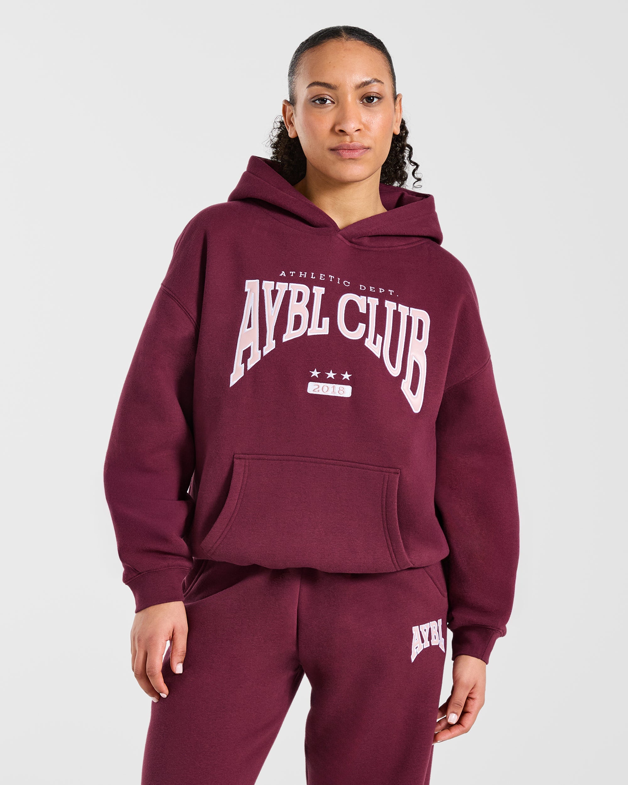 AYBL Club Oversized Hoodie - Burgundy/Roze