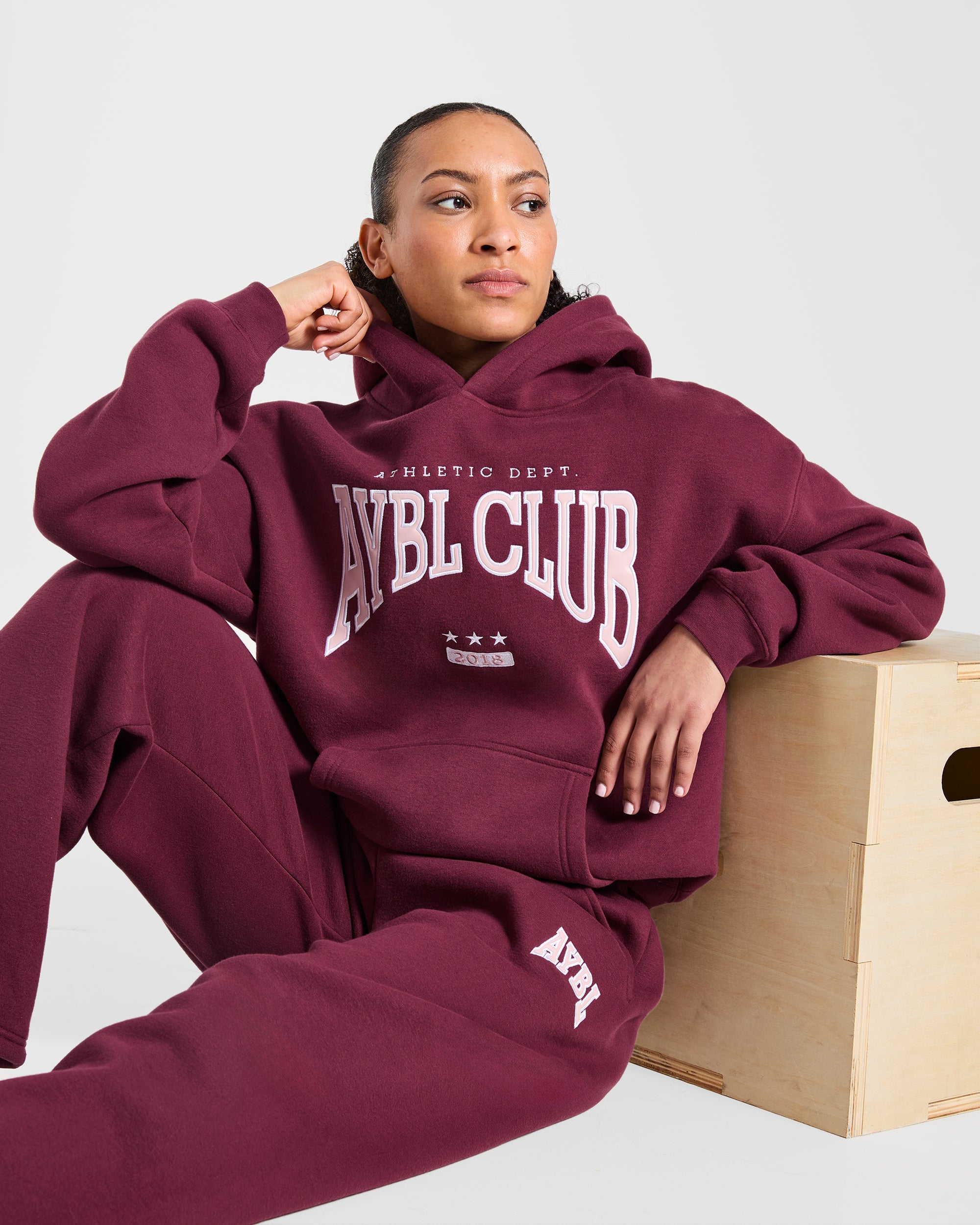 AYBL Club Oversized Hoodie - Burgundy/Roze