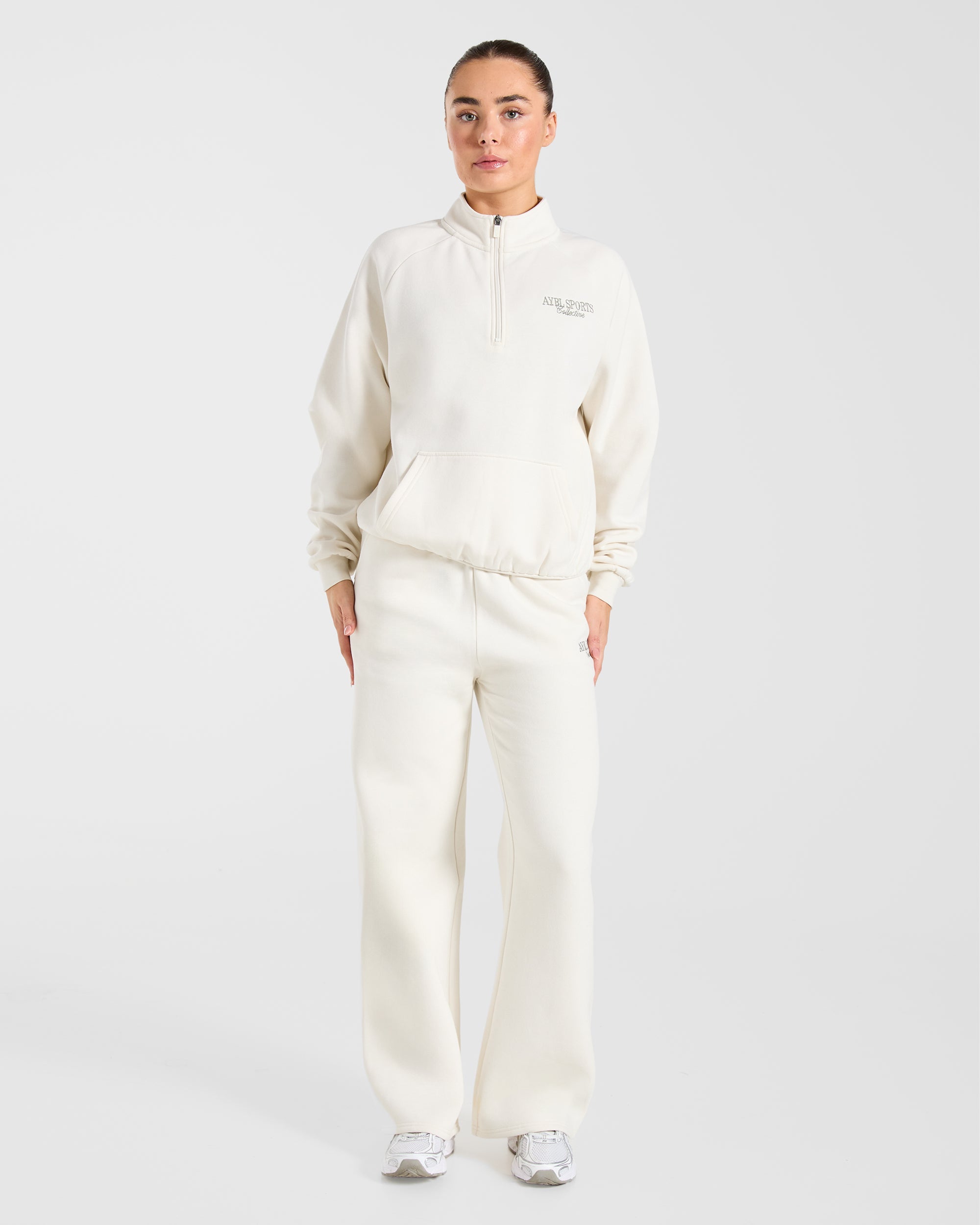 Sports Collective Oversized 1/4 Zip Pullover - Off Wit/Groen