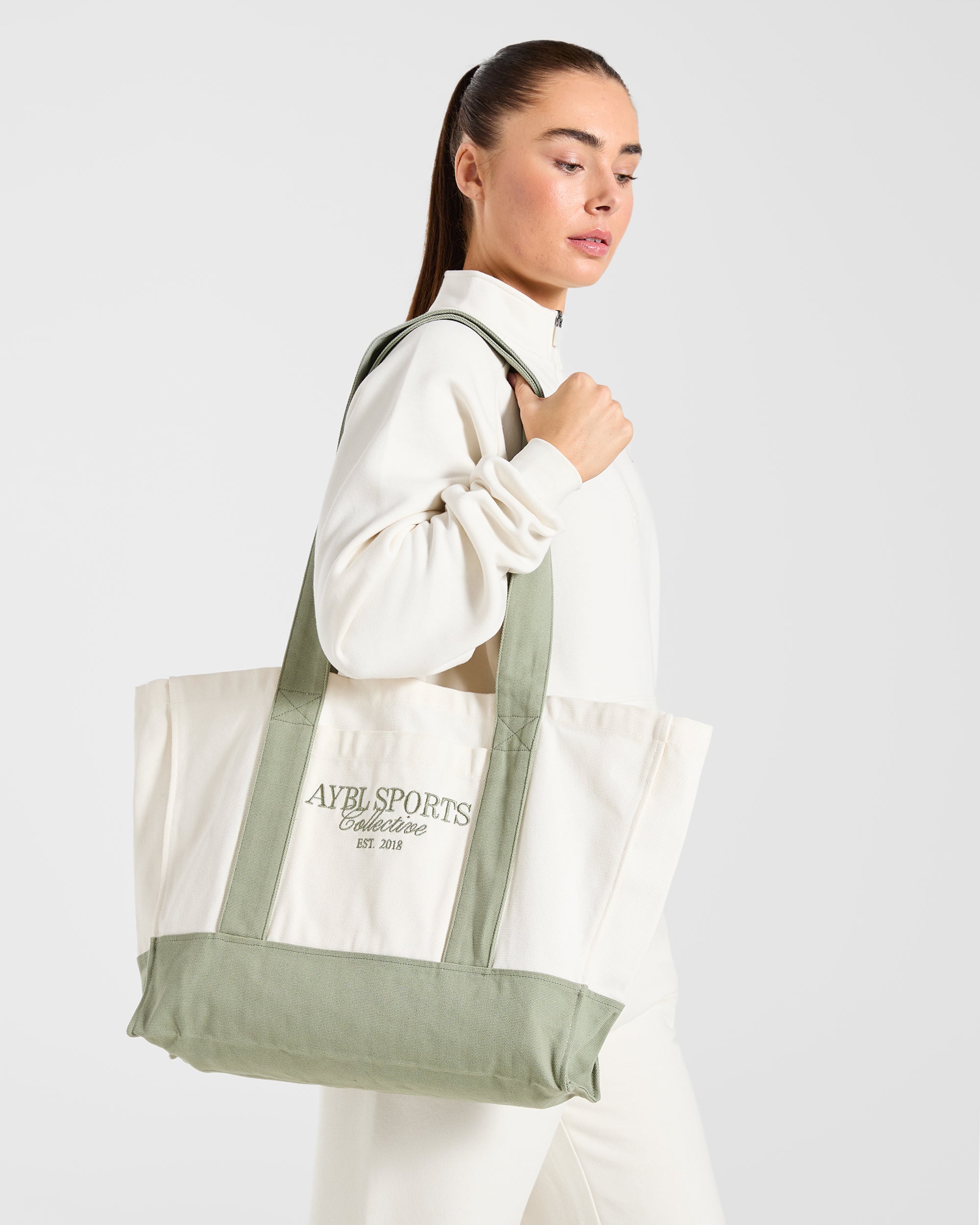 Sports Collective Tote Bag - Off Wit/Groen