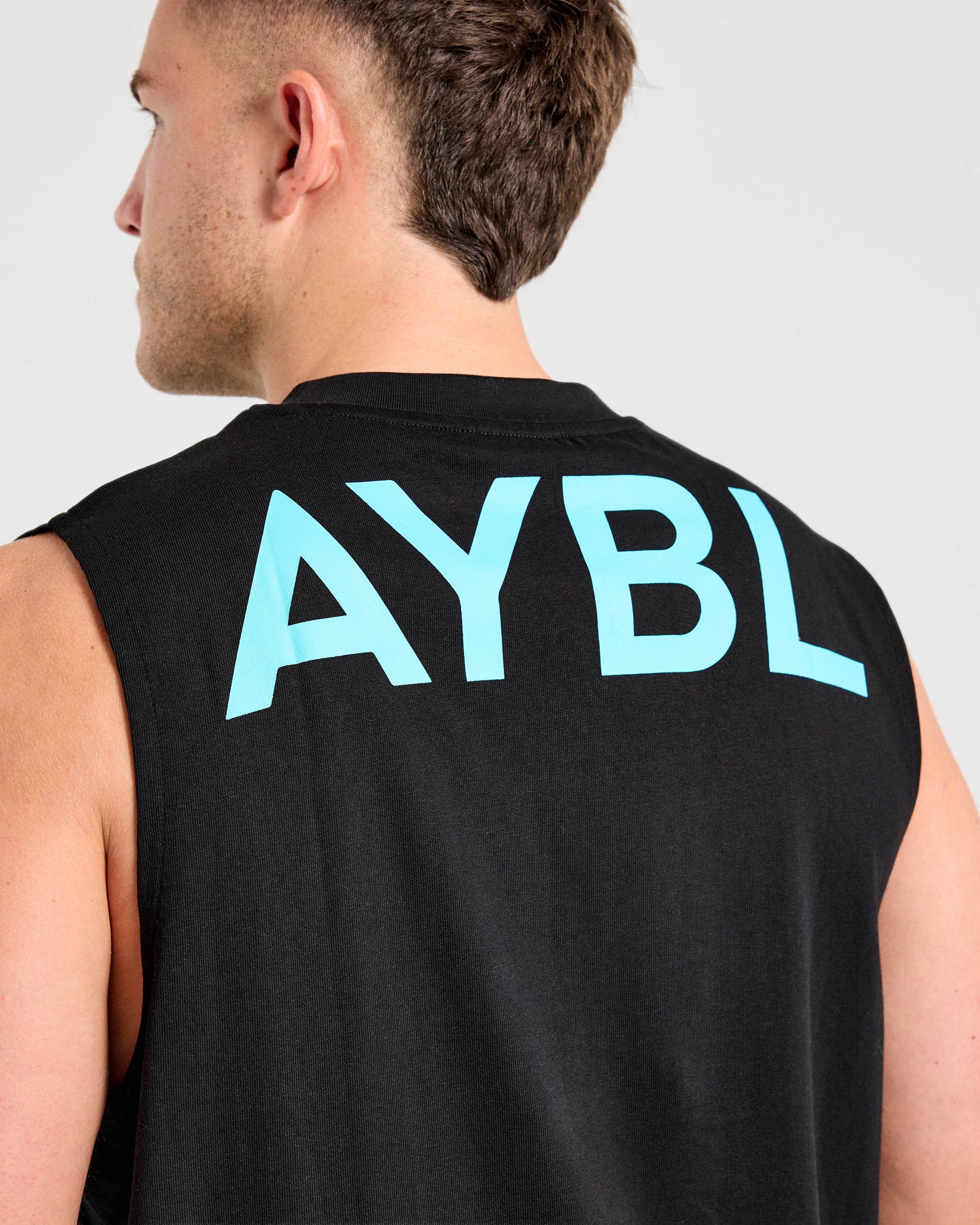 Essential Oversized Graphic Tank - Zwart/Aqua