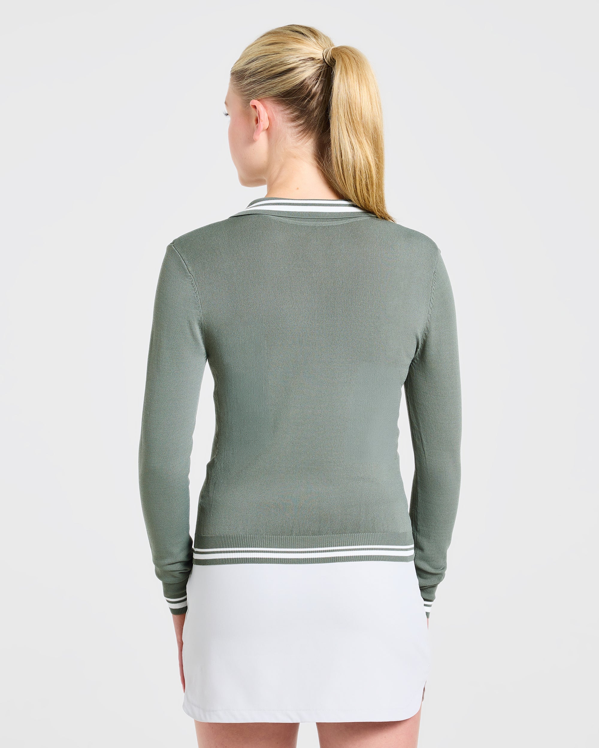 Classic Knitted Long Sleeve Polo - Hillside Groen