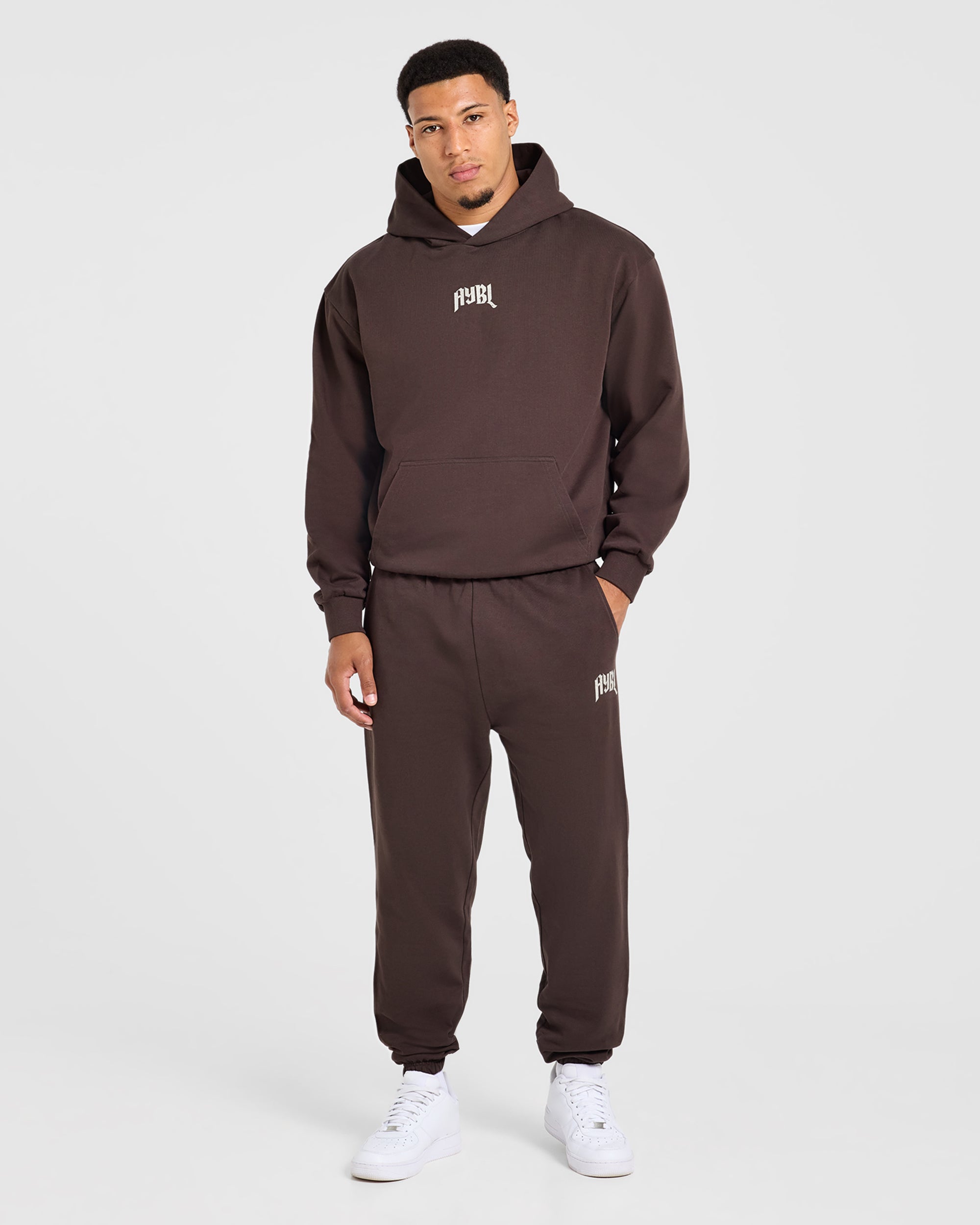 Heavy Lifting Gothic Oversized Hoodie - Bruin/Crème