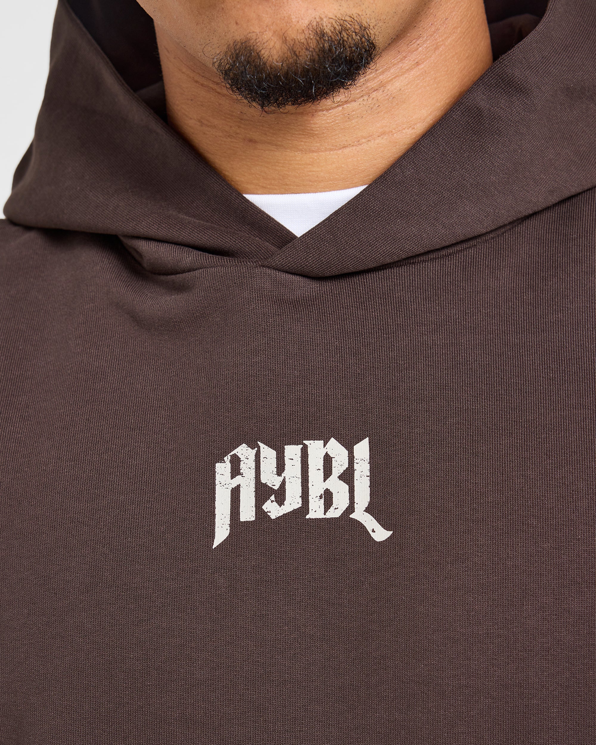 Heavy Lifting Gothic Oversized Hoodie - Bruin/Crème