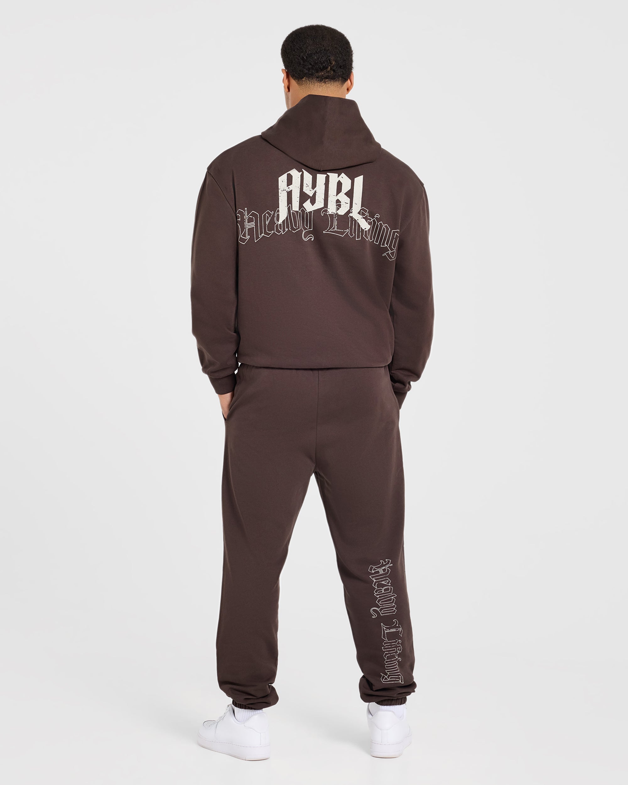 Heavy Lifting Gothic Oversized Hoodie - Bruin/Crème