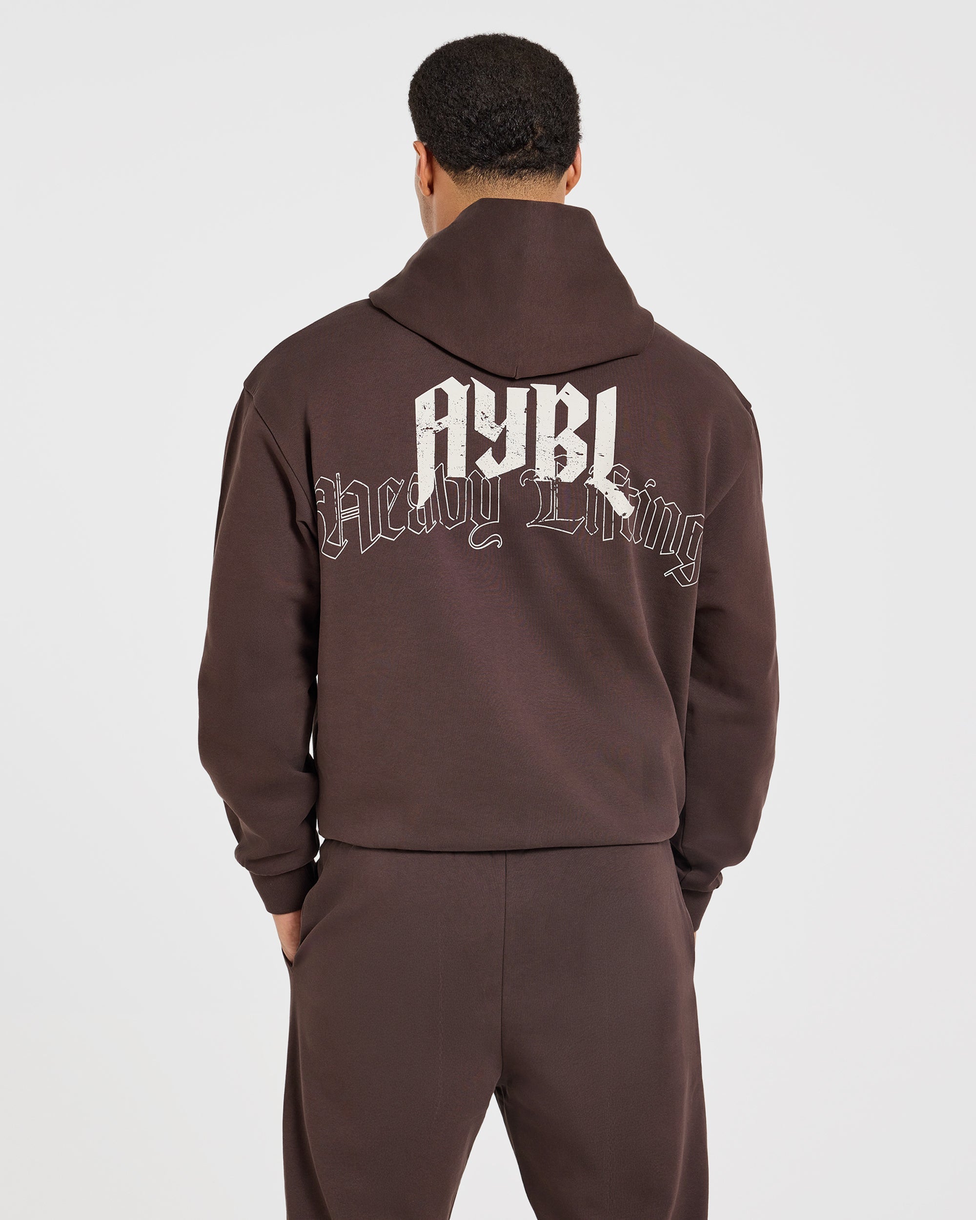 Heavy Lifting Gothic Oversized Hoodie - Bruin/Crème