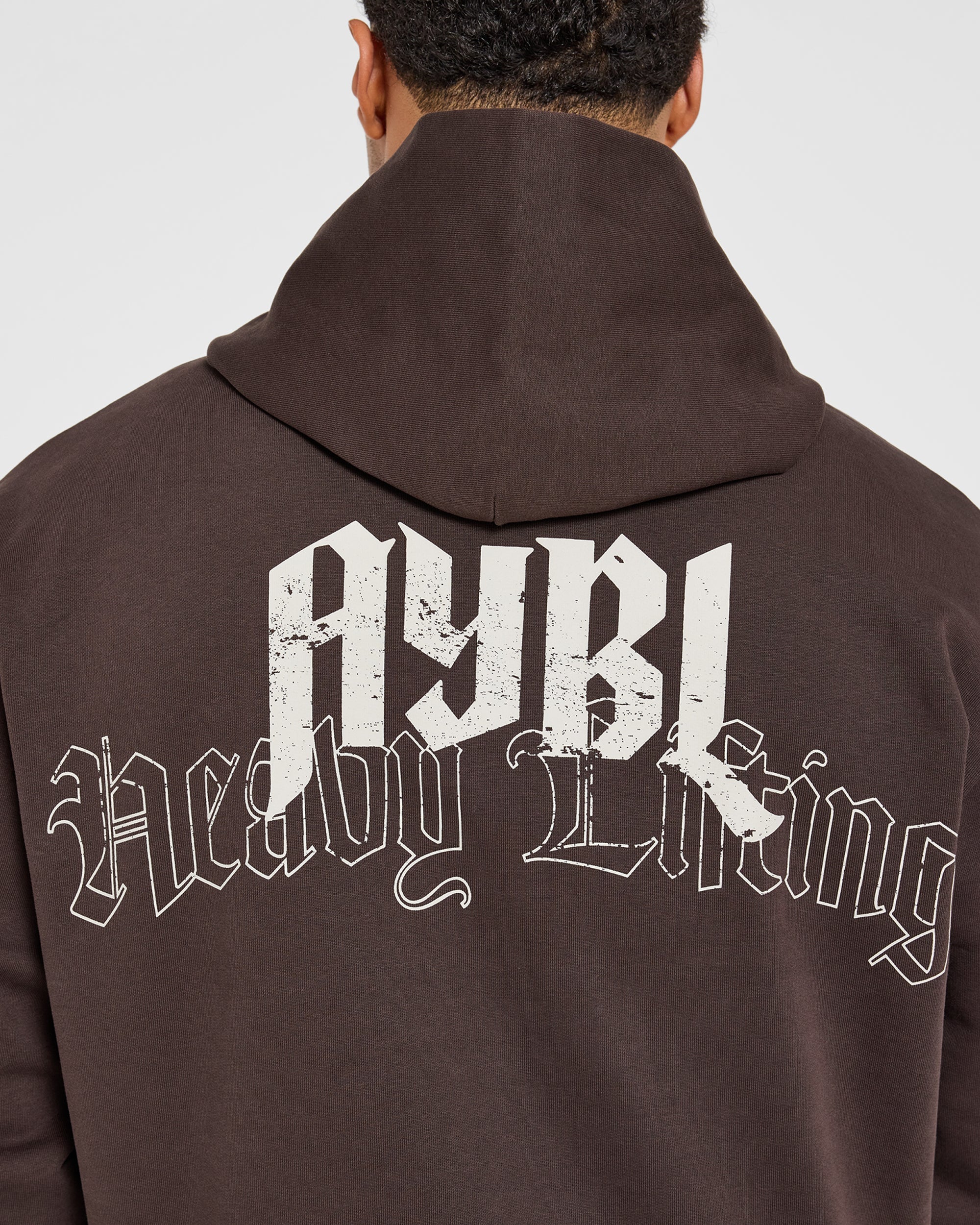 Heavy Lifting Gothic Oversized Hoodie - Bruin/Crème