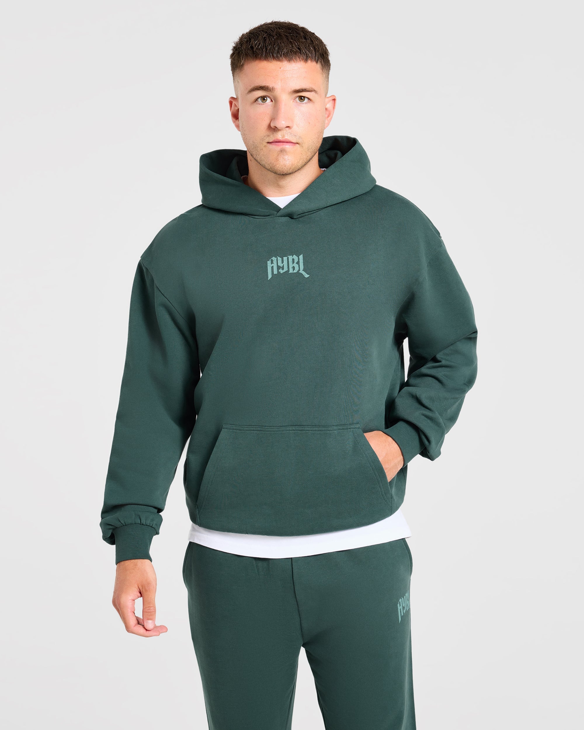 Heavy Lifting Gothic Oversized Hoodie - Midnight Teal