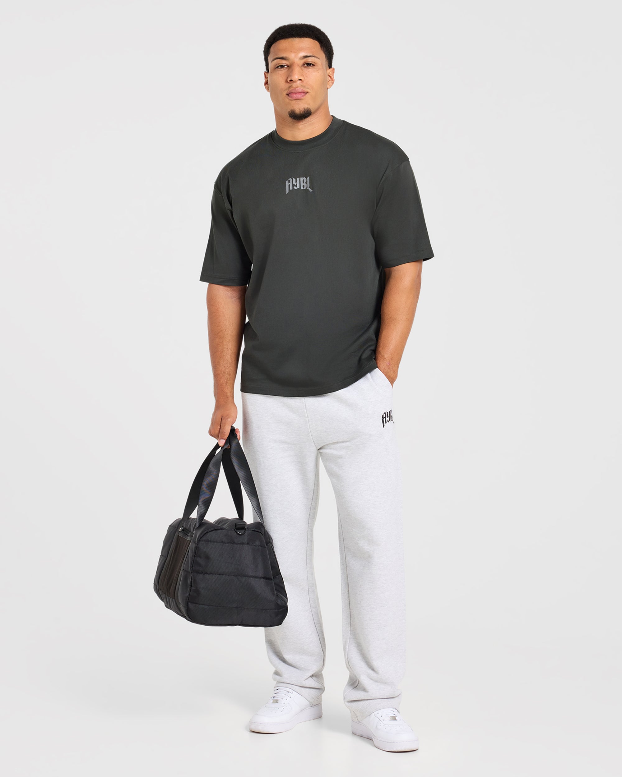 Heavy Lifting Gothic Oversized Straight Leg Joggers - Grijs Marl