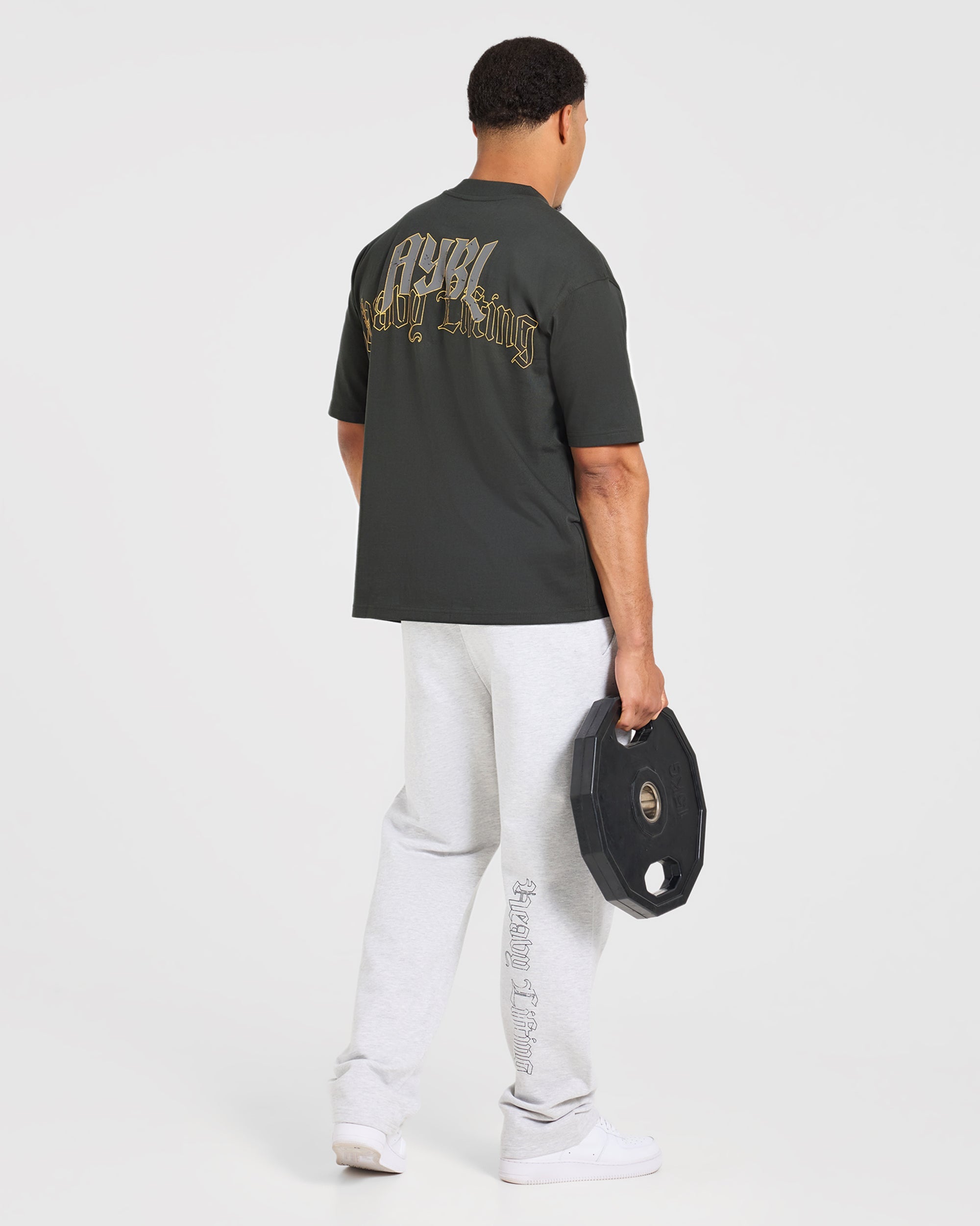 Heavy Lifting Gothic Oversized Straight Leg Joggers - Grijs Marl